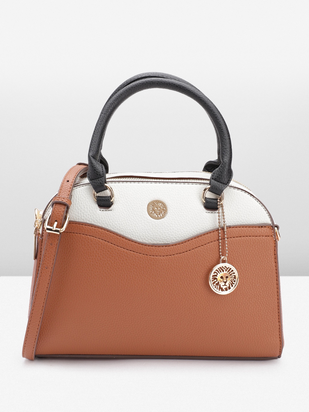 

ANNE KLEIN Colourblocked Structured Handheld Bag, Brown