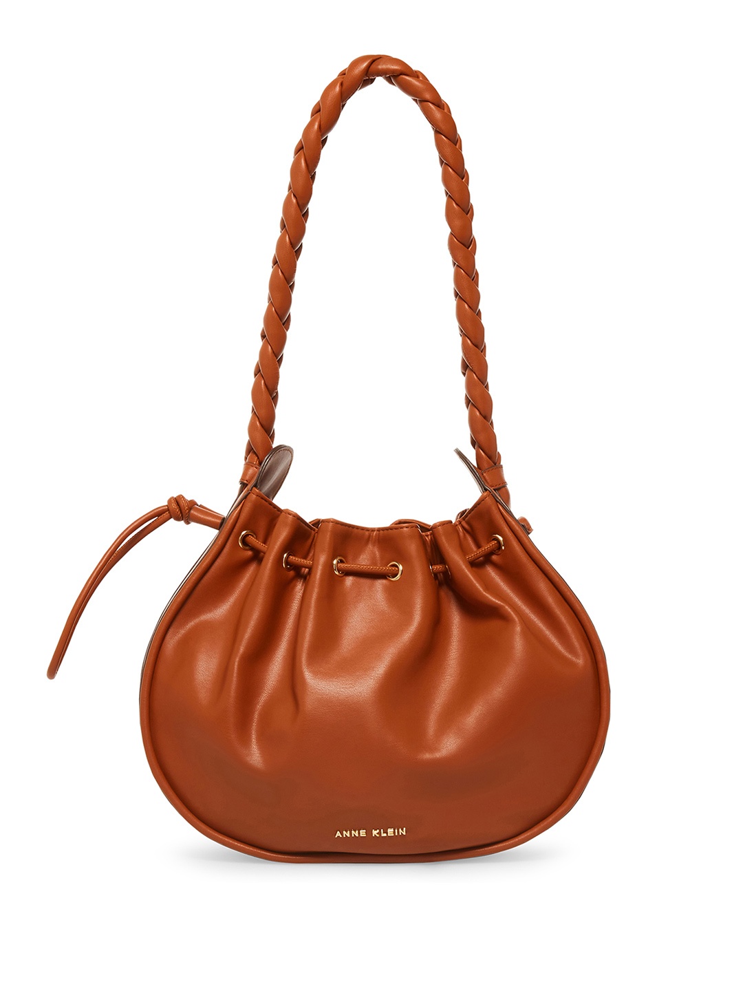 

ANNE KLEIN Braided Handle Structured Shoulder Bag, Brown