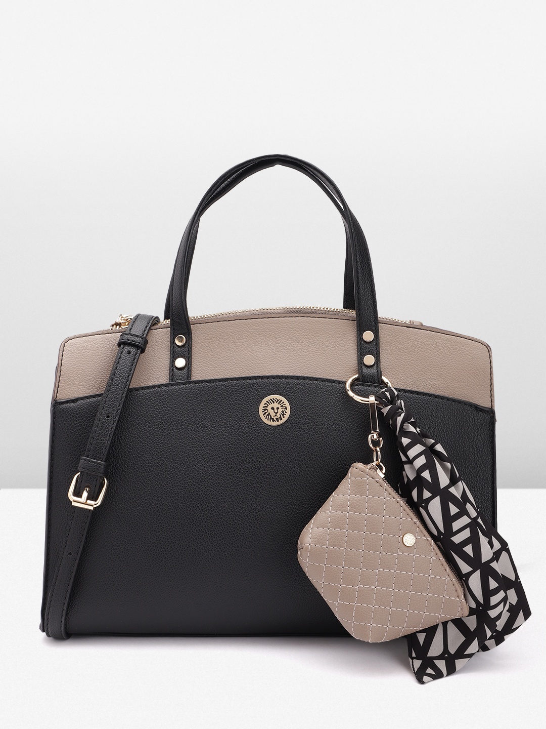 

ANNE KLEIN Colourblocked Structured Handheld Bag, Black