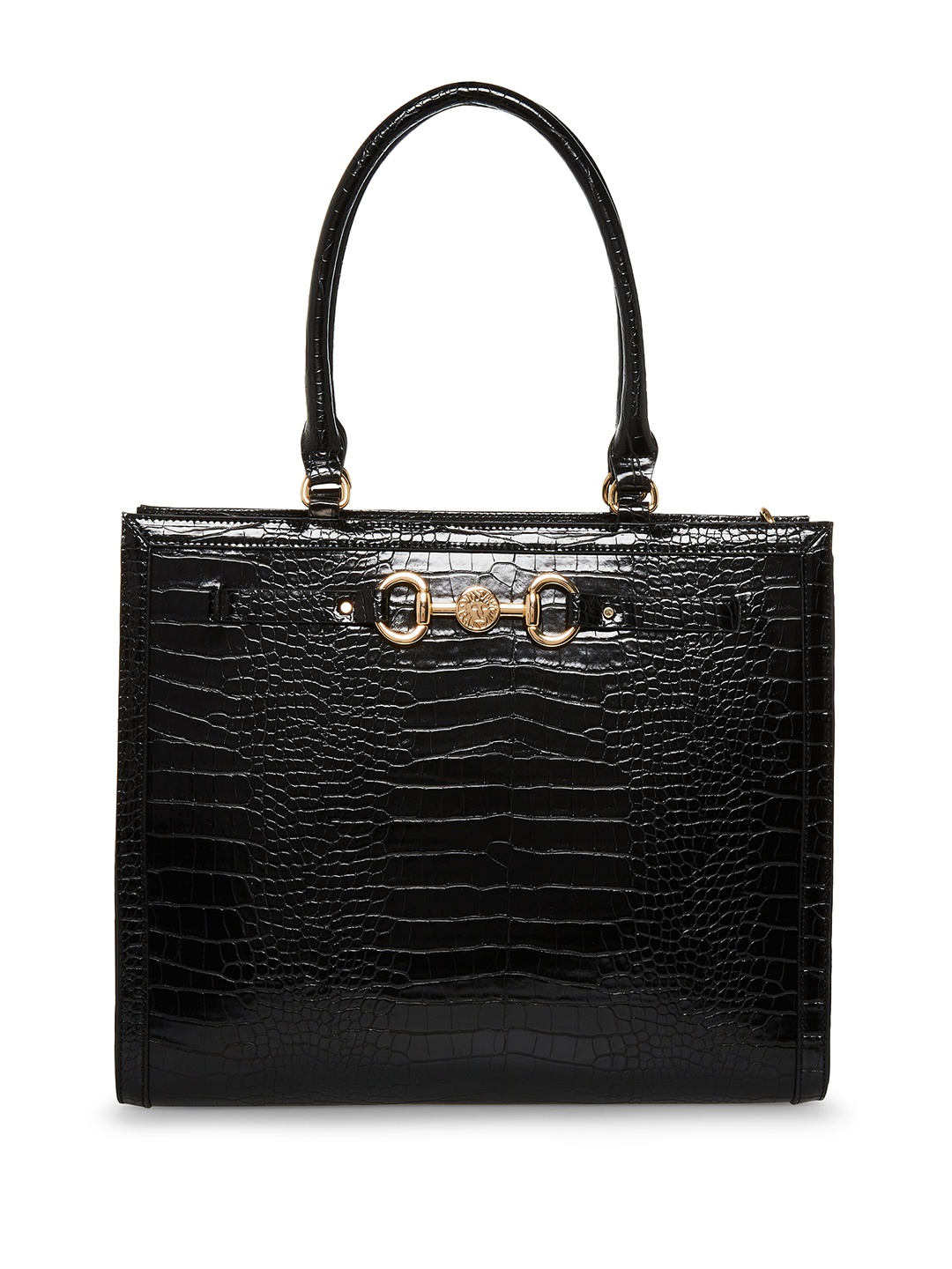 

ANNE KLEIN Croc-Textured Structured Handheld Bag, Black