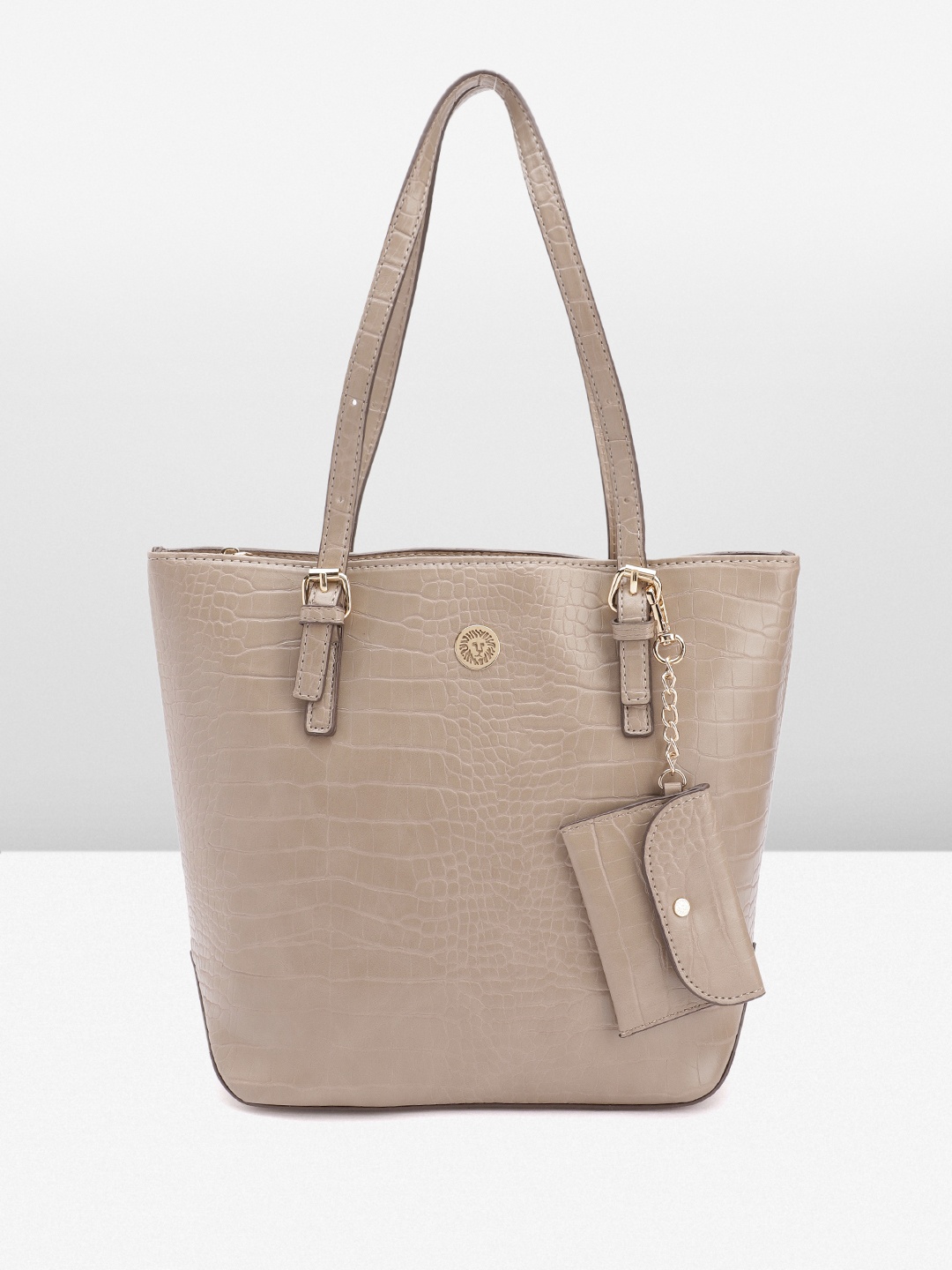 

ANNE KLEIN Croc-Textured Structured Shoulder Bag, Beige
