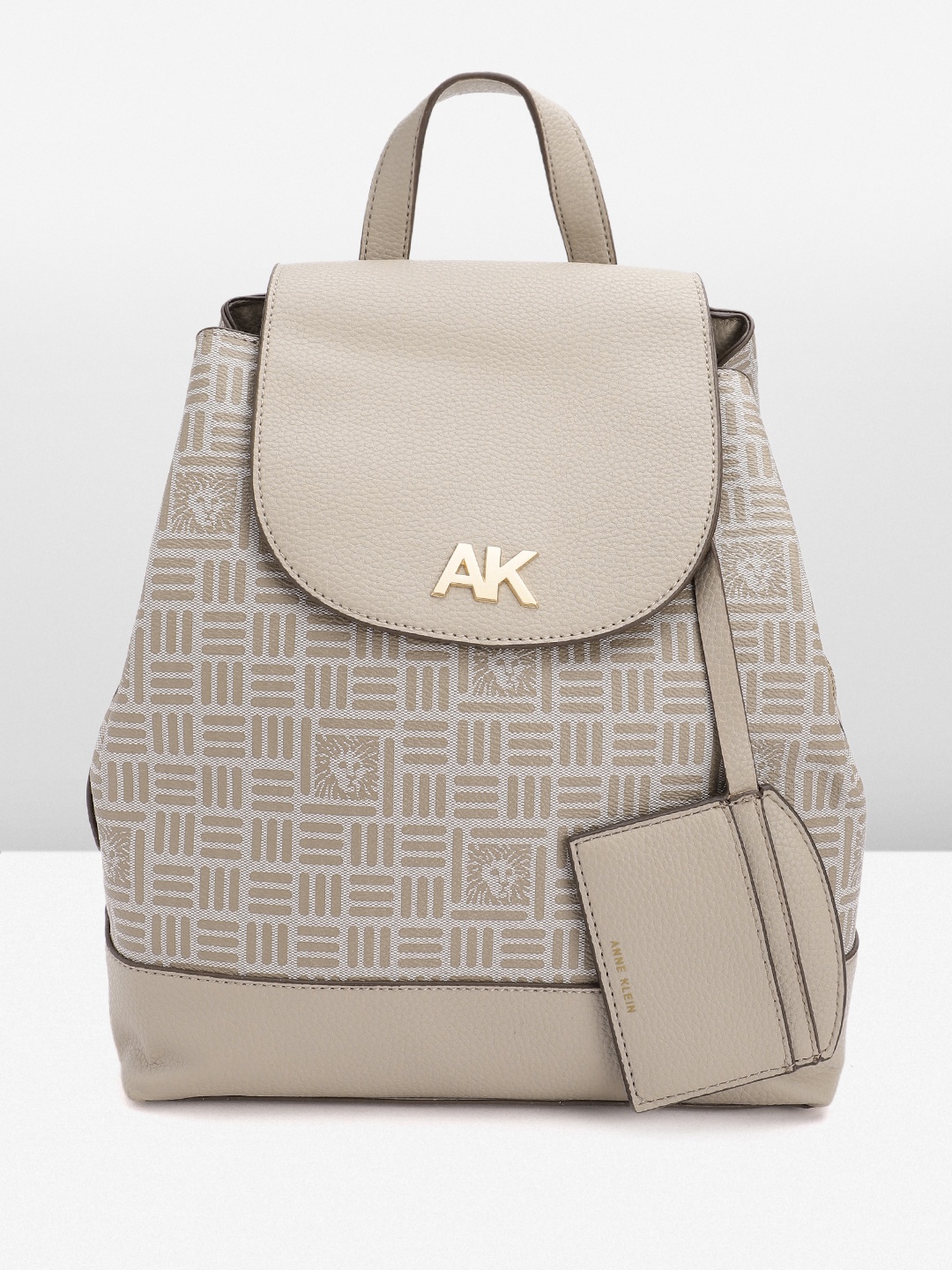 ANNE KLEIN Women Brand Logo Printed Backpack, Taupe