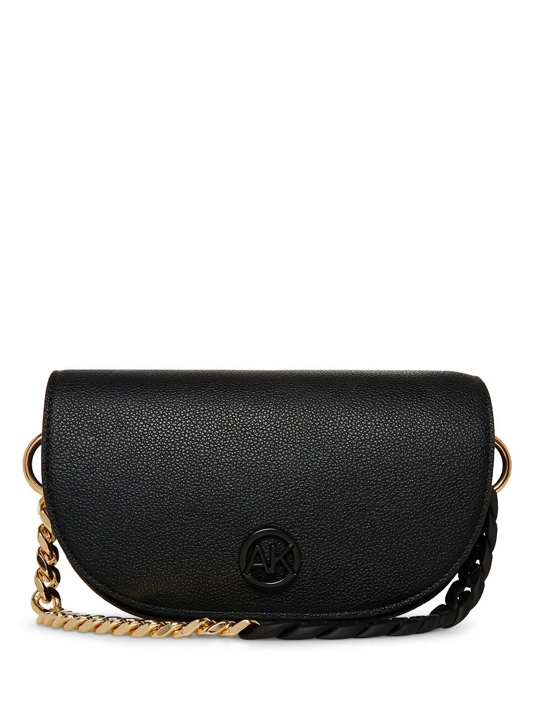 

ANNE KLEIN Brand Logo Detail Half Moon Handheld Bag, Black