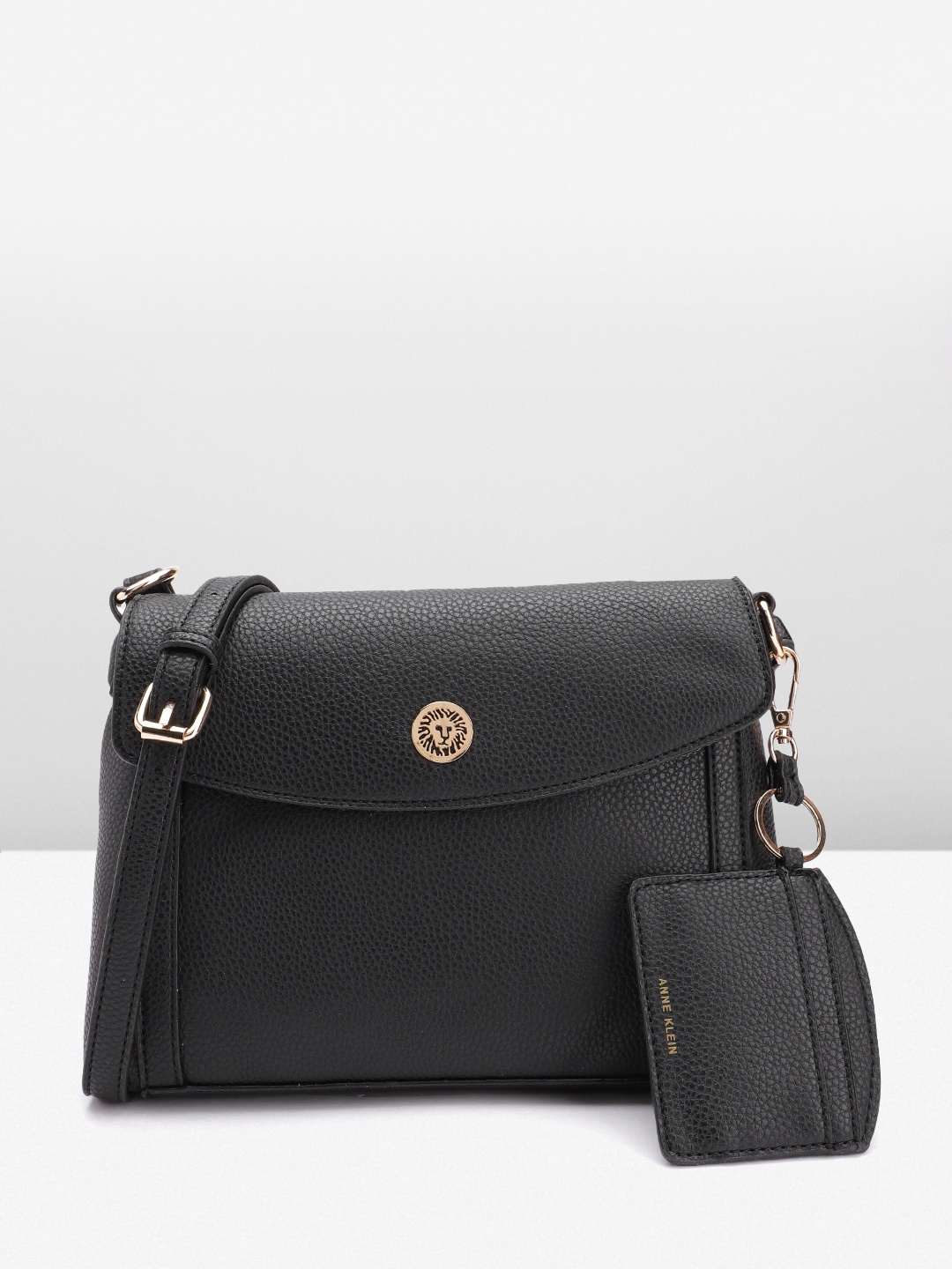 

ANNE KLEIN Textured Structured Sling Bag, Black