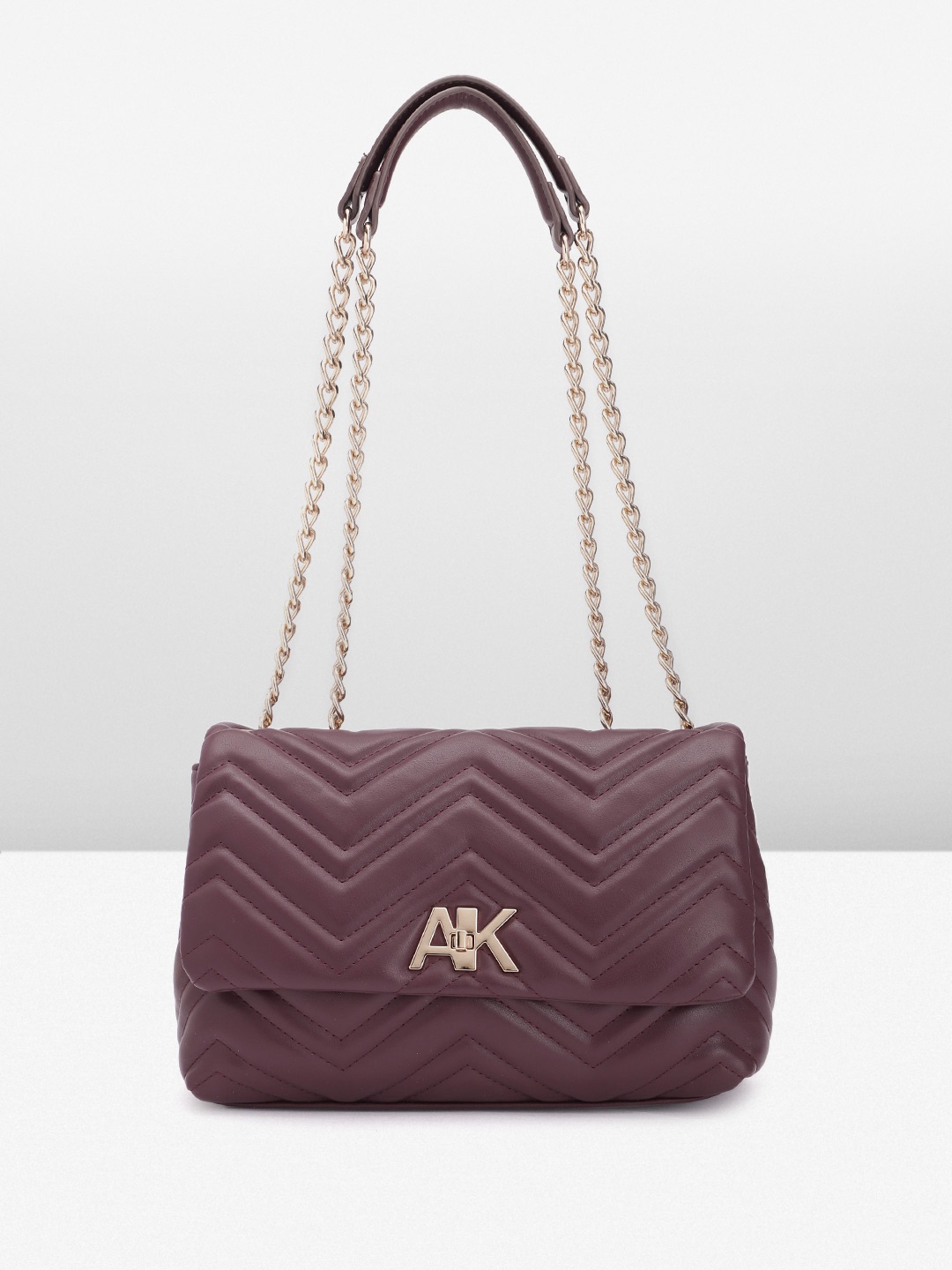 

ANNE KLEIN Quilted Textured Structured Sling Bag, Burgundy