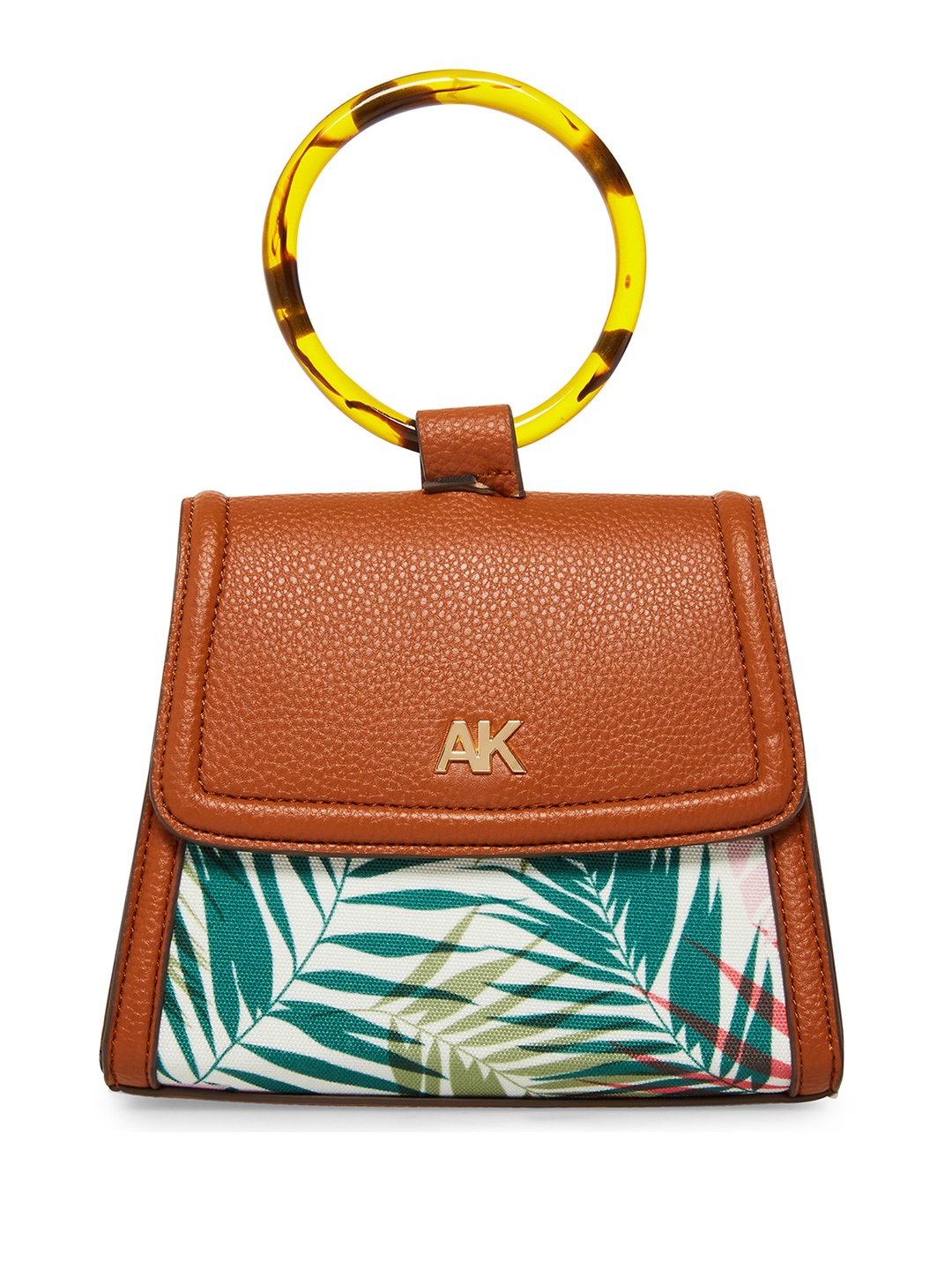 

ANNE KLEIN Tropical Printed Structured Satchel Bag, Brown