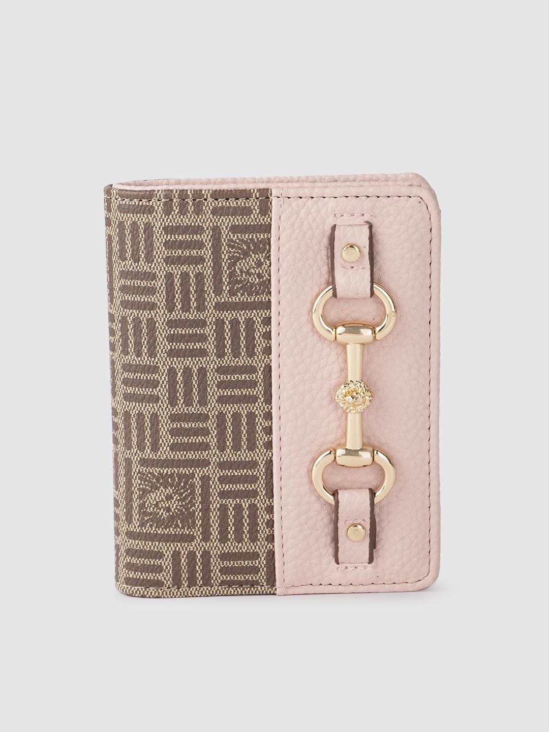 

ANNE KLEIN Women Printed Two Fold Wallet With Metallic Detail, Pink