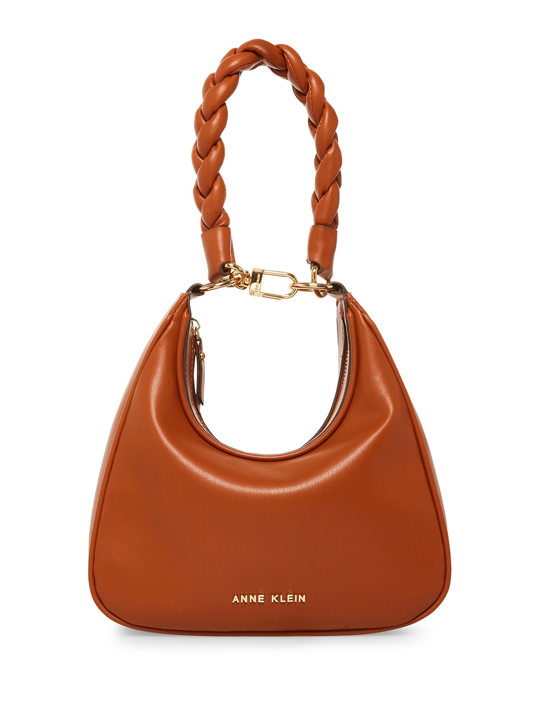 

ANNE KLEIN Braided Handle Structured Shoulder Bag, Brown