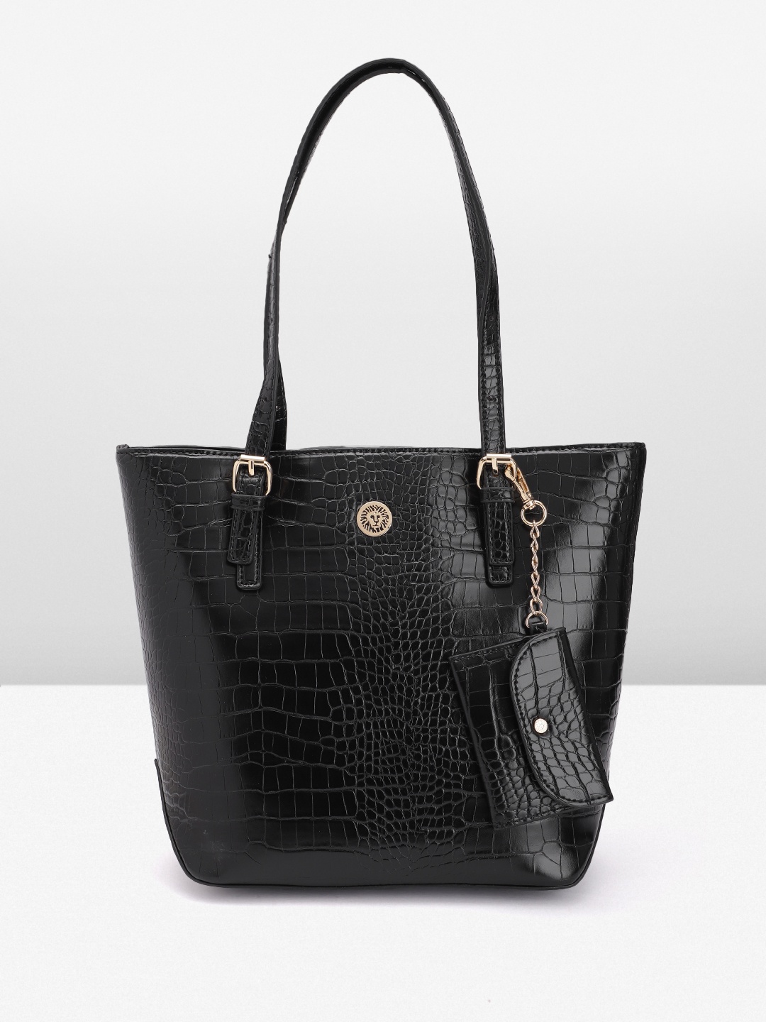 

ANNE KLEIN Croc Textured Structured Shoulder Bag, Black