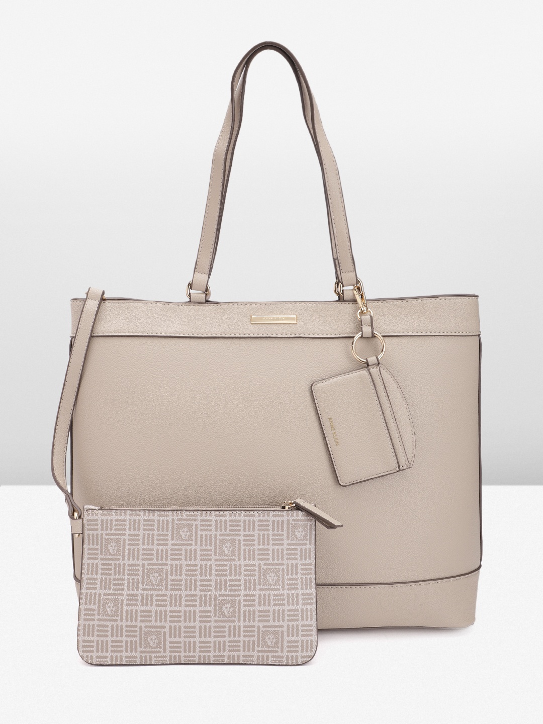 

ANNE KLEIN Structured Shoulder Bag, Beige