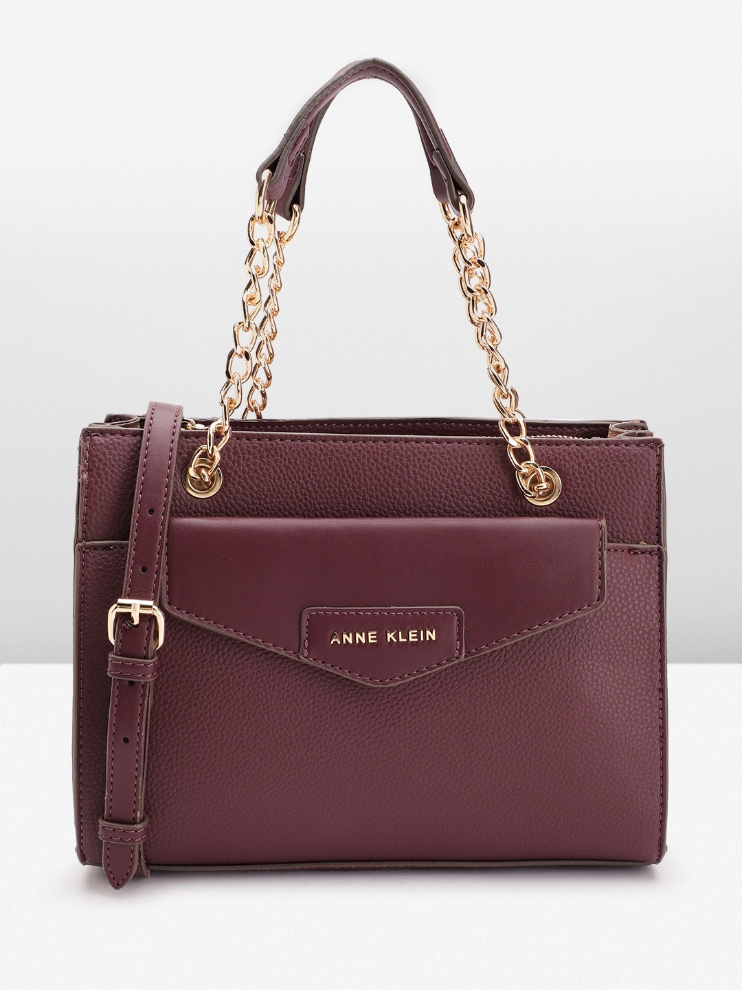 

ANNE KLEIN Textured Structured Handheld Bag, Burgundy