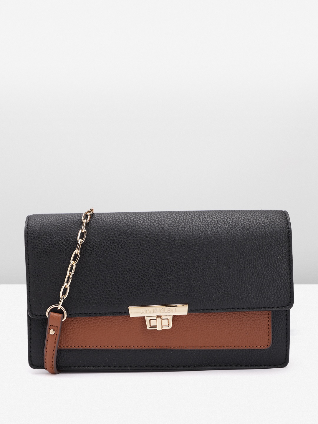 

ANNE KLEIN Colourblocked Clutch, Black