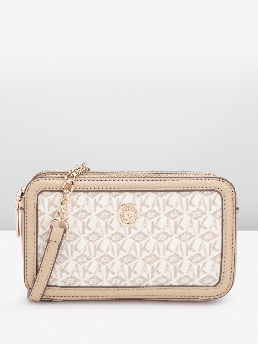 

ANNE KLEIN Printed Structured Sling Bag, Beige