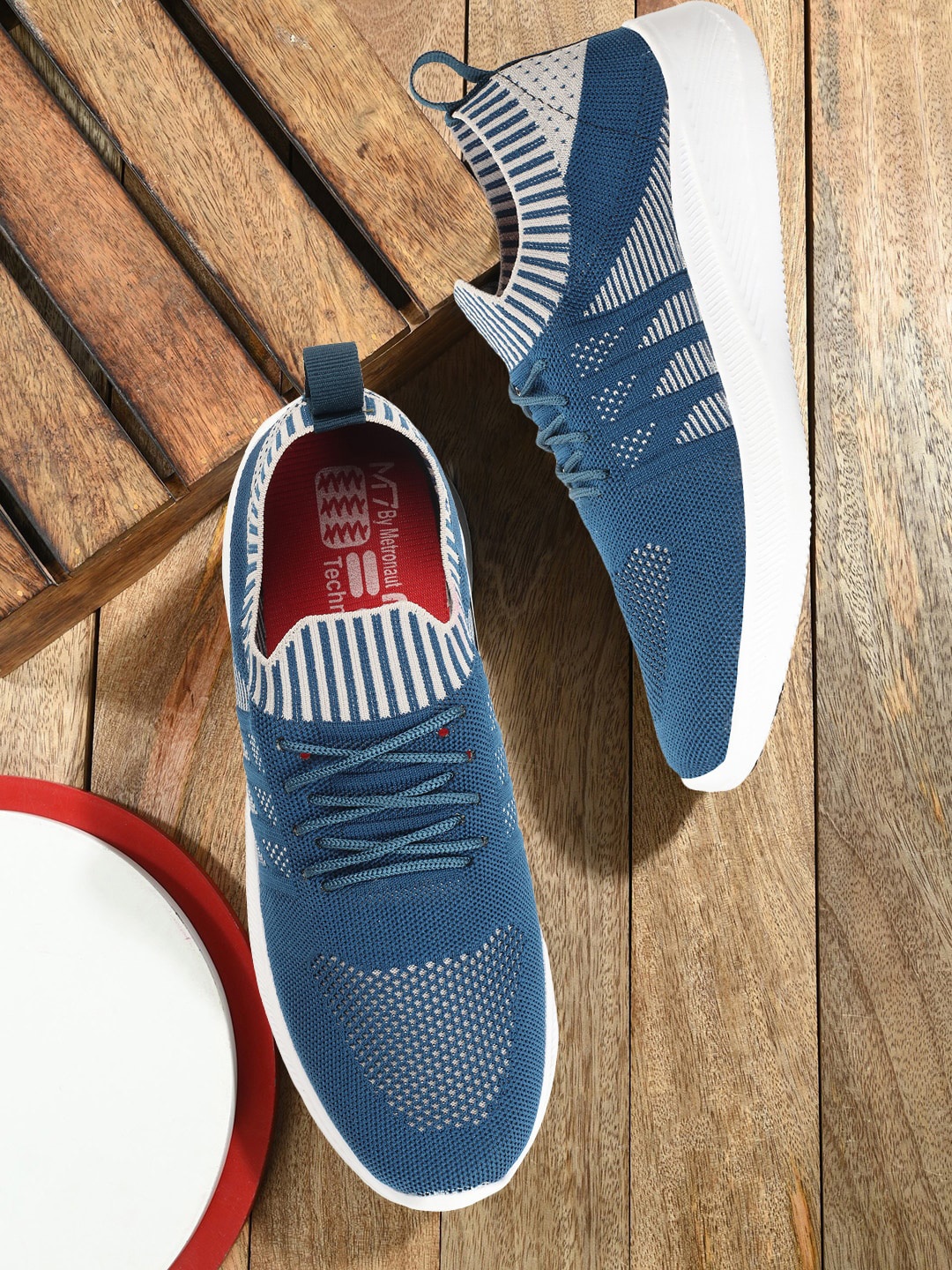 

M7 by Metronaut Men Premier Textured Lightweight Slip-On Sneakers, Teal