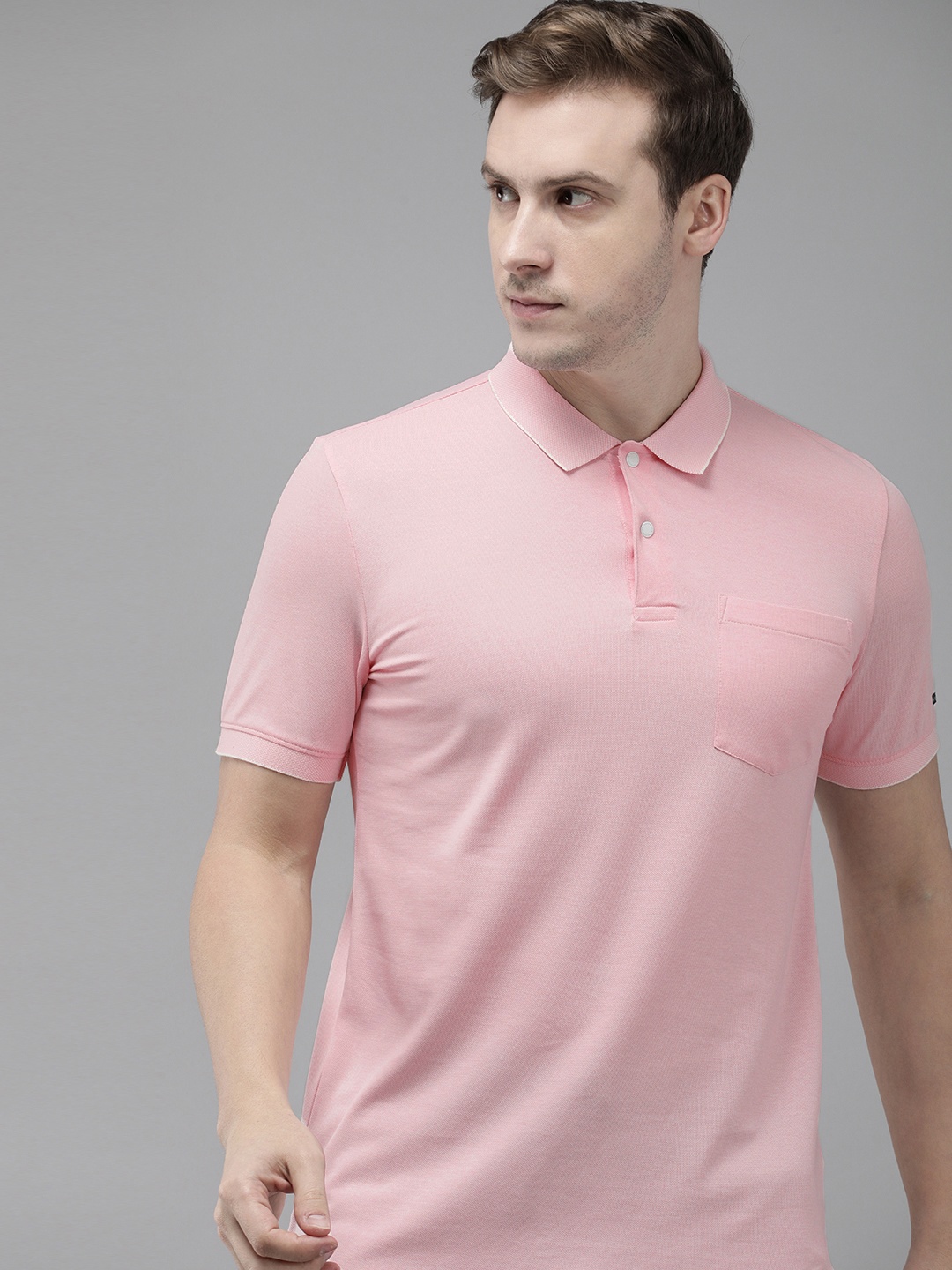 

Van Heusen Flex Men Solid Polo Collar T-shirt, Pink