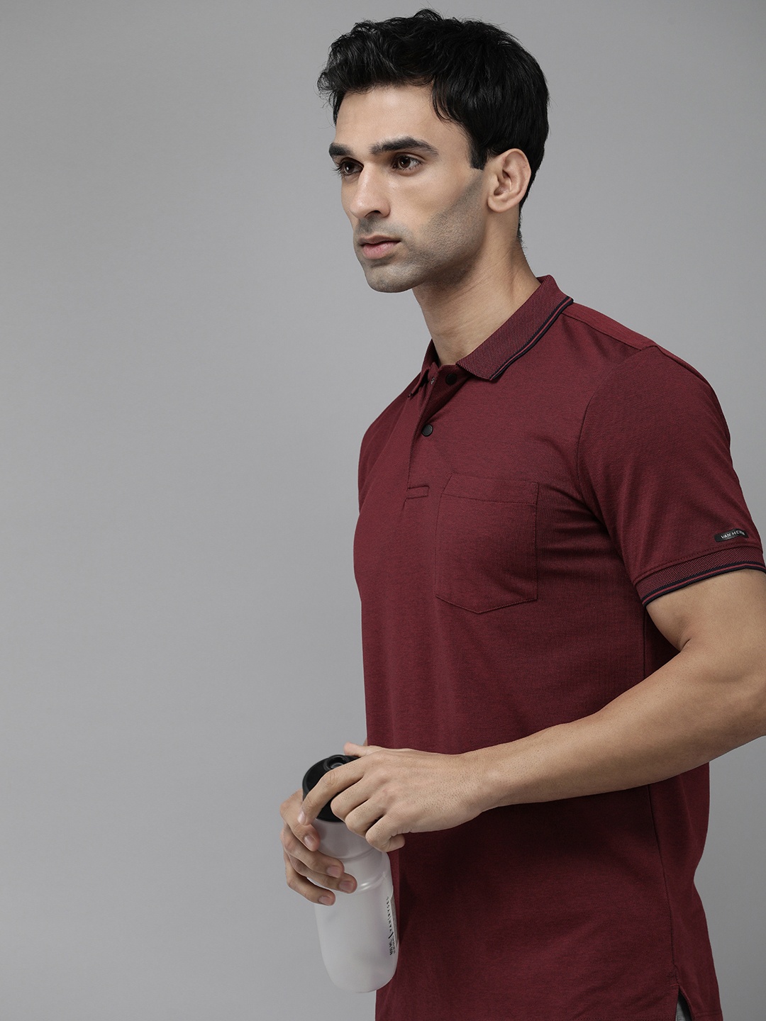 

Van Heusen Flex Men Solid Polo Collar T-shirt, Maroon