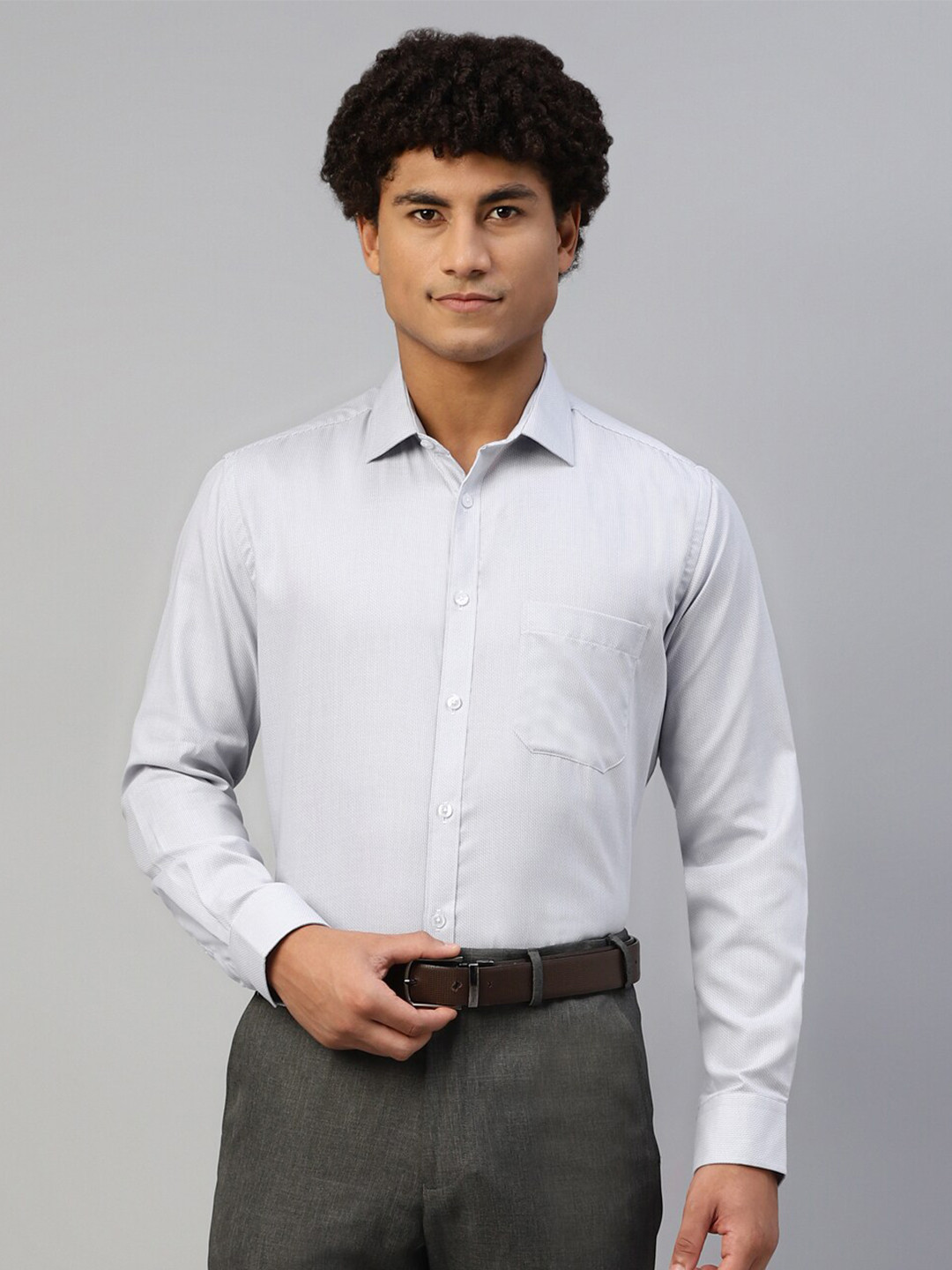 

DON VINO Classic Self Design Opaque Cotton Formal Shirt, Grey