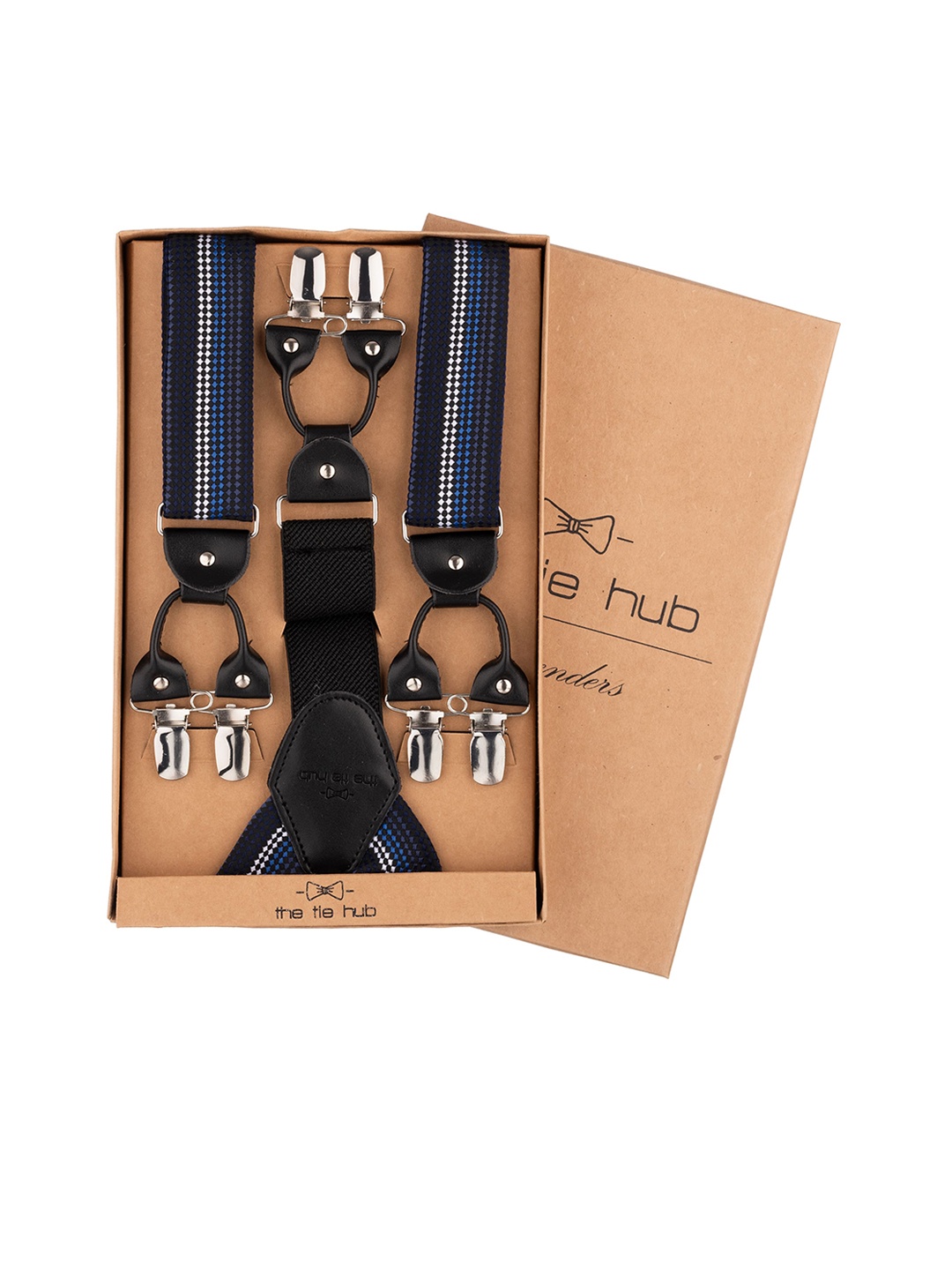 

The Tie Hub Men Geo Patterned Clip On Suspender, Blue