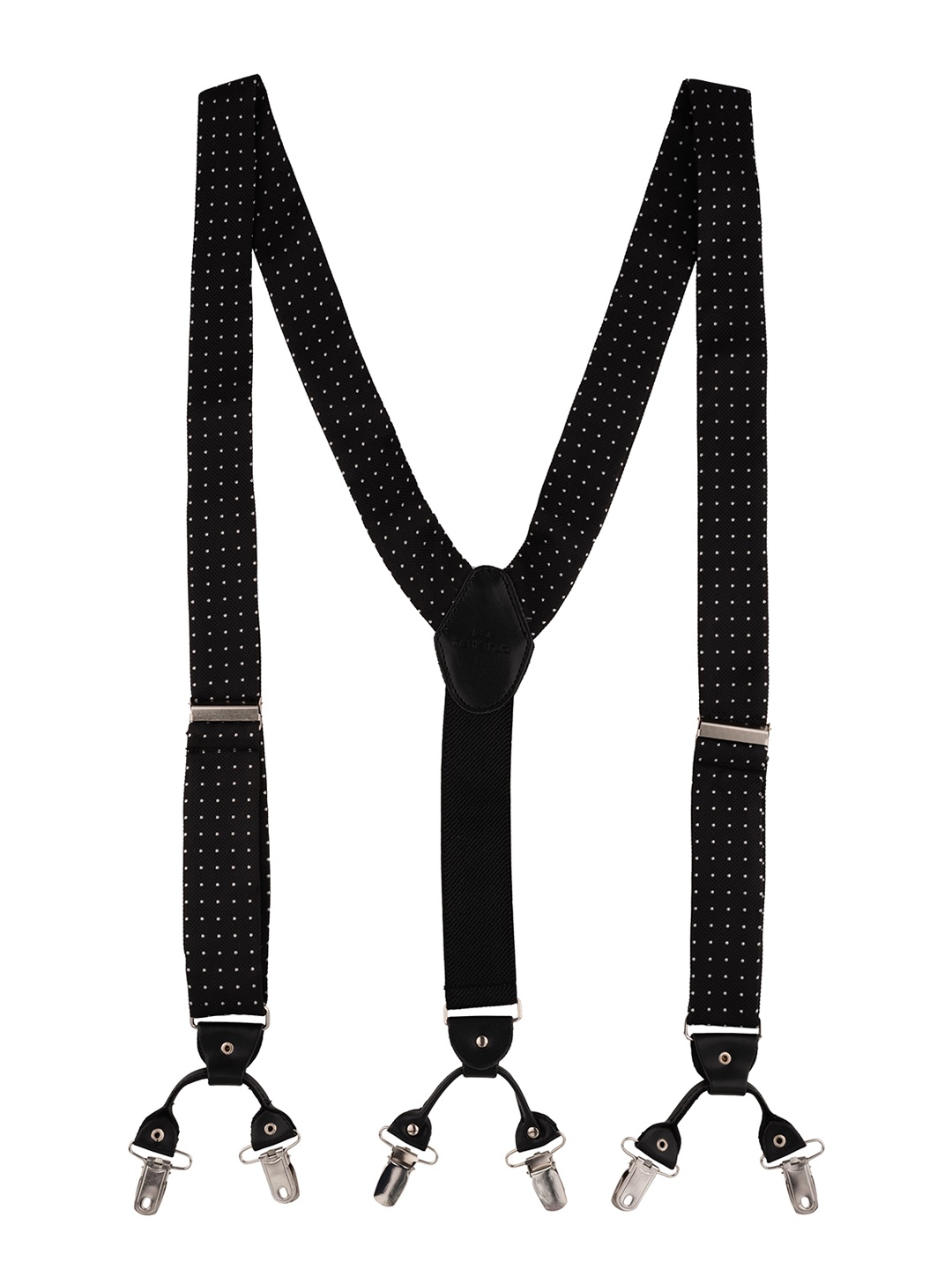 

The Tie Hub Men Polka Patterned Clip On Suspender, Black