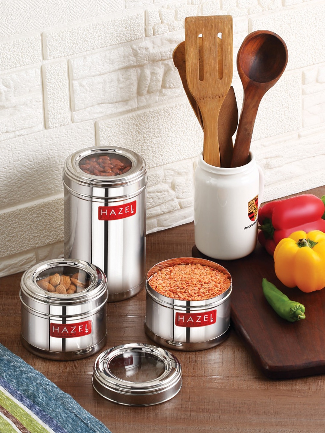 

HAZEL 3-Pcs Stainless Steel Airtight Food Container with Lid, Silver