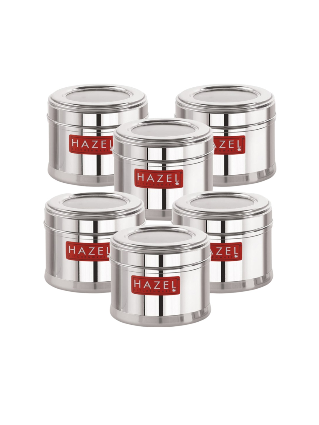 

HAZEL Silver Toned 6-Pcs Stainless Steel Air-Tight Food Container With Lid 300 ML Each