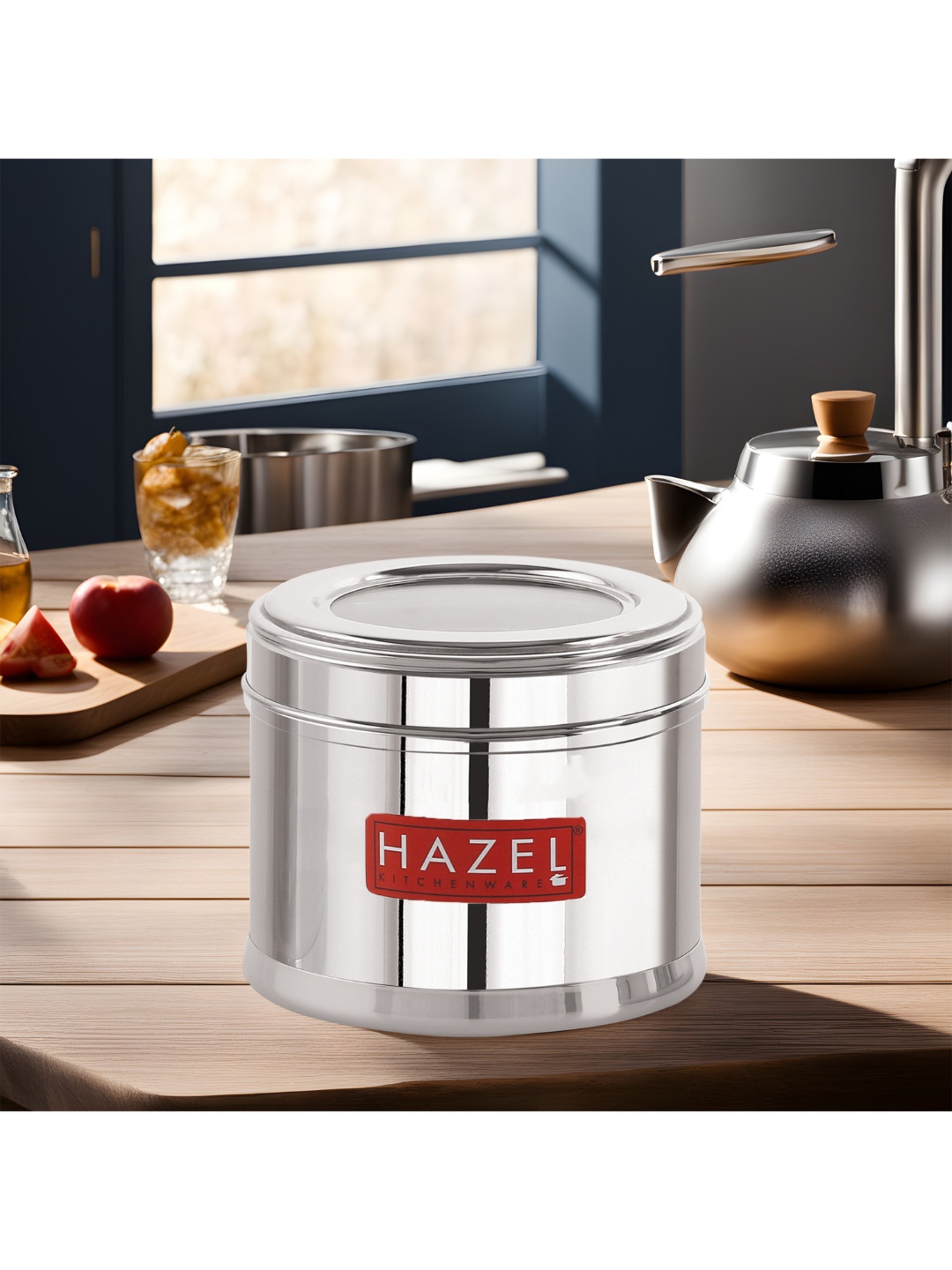 

HAZEL Stainless Steel Air-Tight Food Container-750 ML, Silver