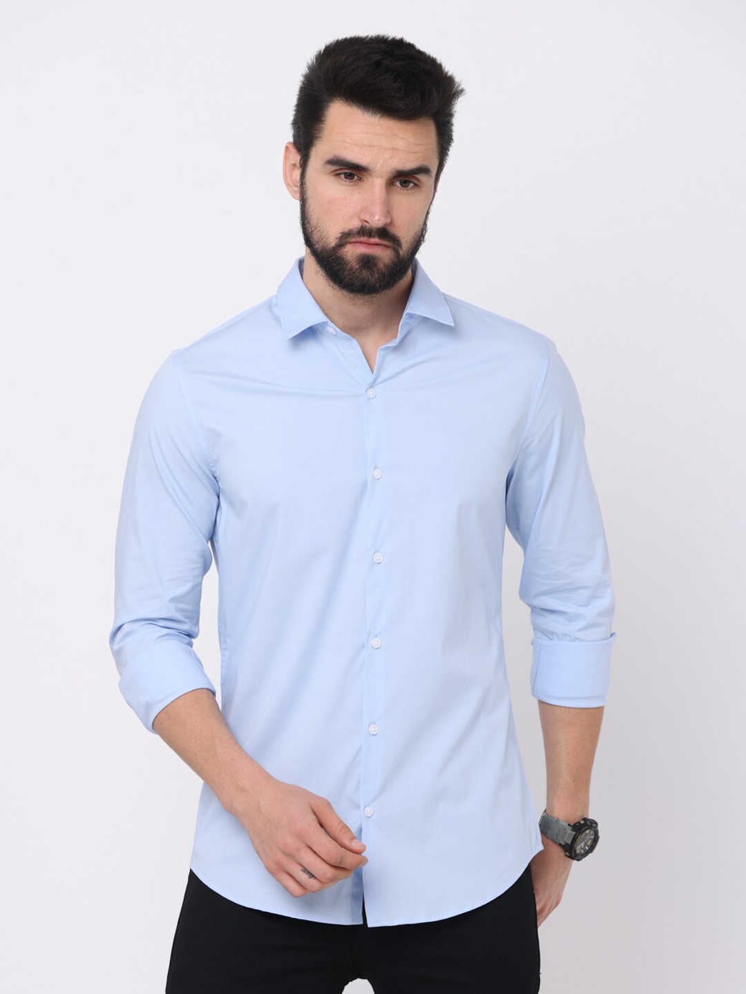 

FLY 69 Premium Slim Fit Cotton Casual Shirt, Blue