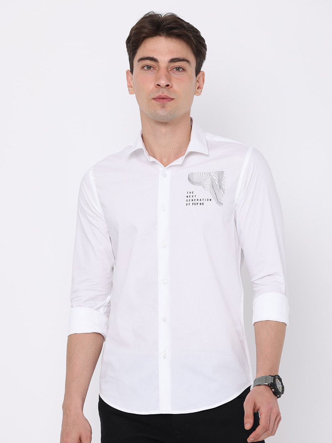 

FLY 69 Premium Slim Fit Casual Shirt, White