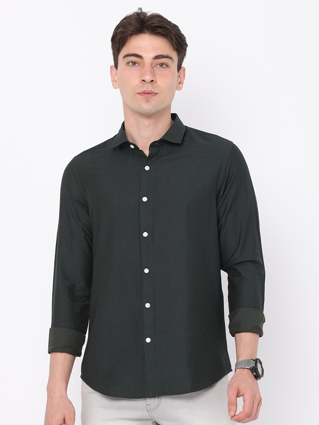 

FLY 69 Men Green Premium Slim Fit Opaque Pure Cotton Casual Shirt