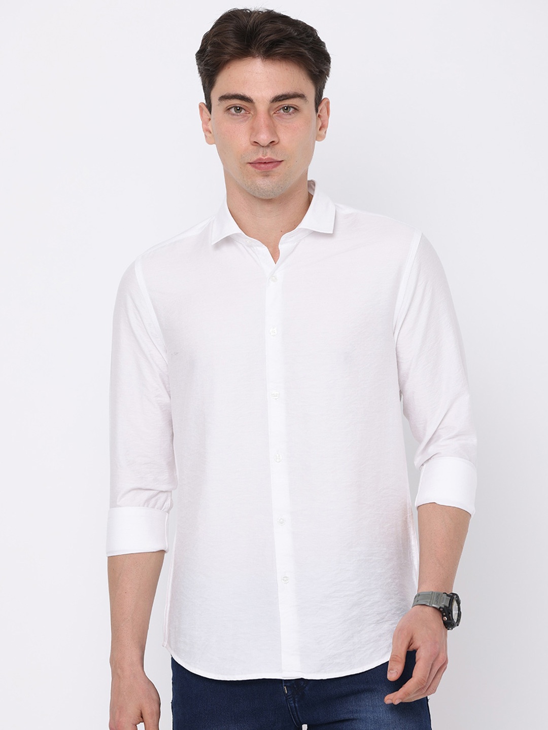 

FLY 69 Premium Slim Fit Opaque Casual Shirt, White