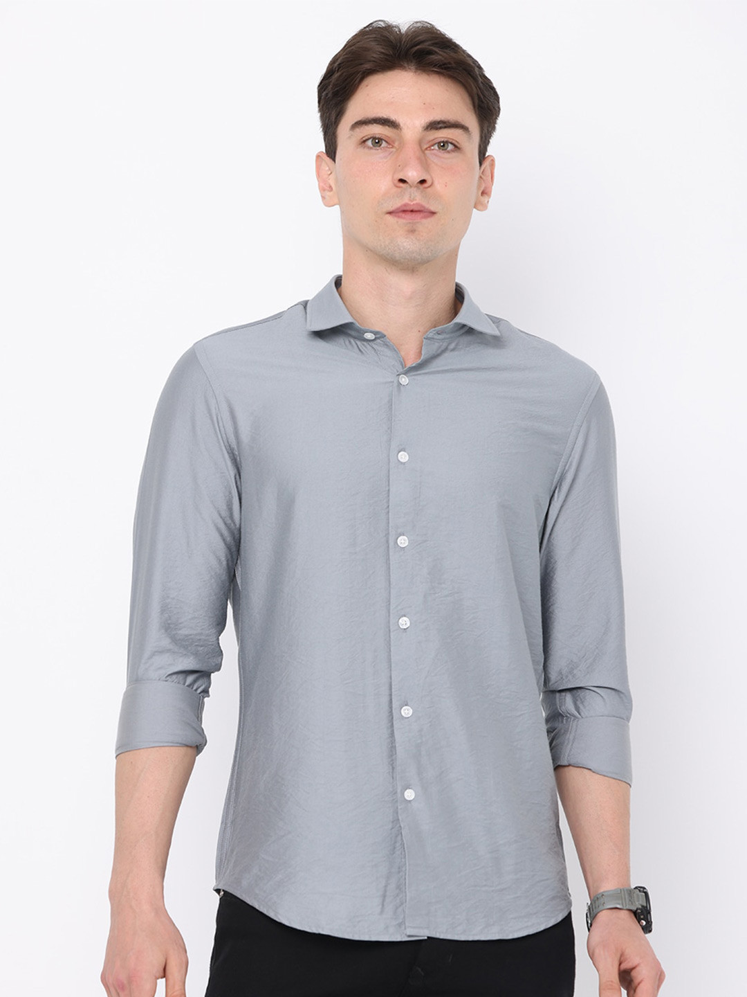 

FLY 69 Premium Slim Fit Pure Cotton Casual Shirt, Grey