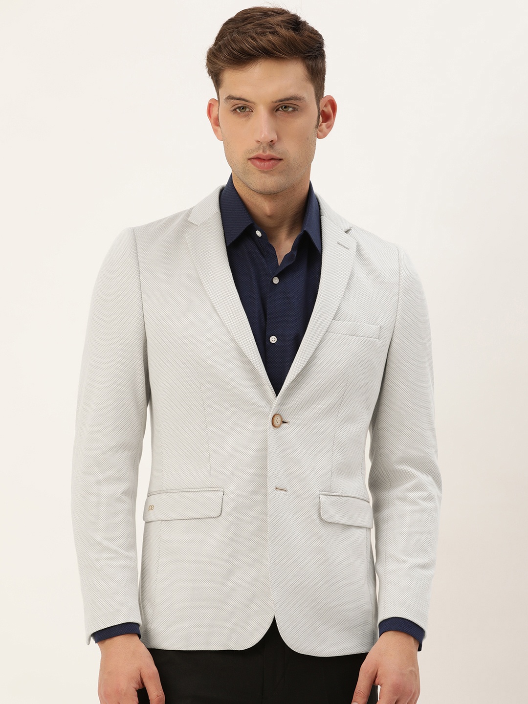 

Peter England Elite Neo Slim Fit Single-Breasted Formal Blazer, Beige