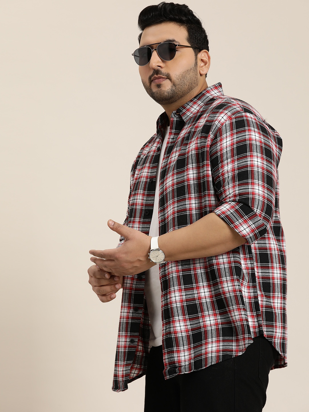 

Sztori Men Plus Size Original Opaque Checked Casual Shirt, Multi