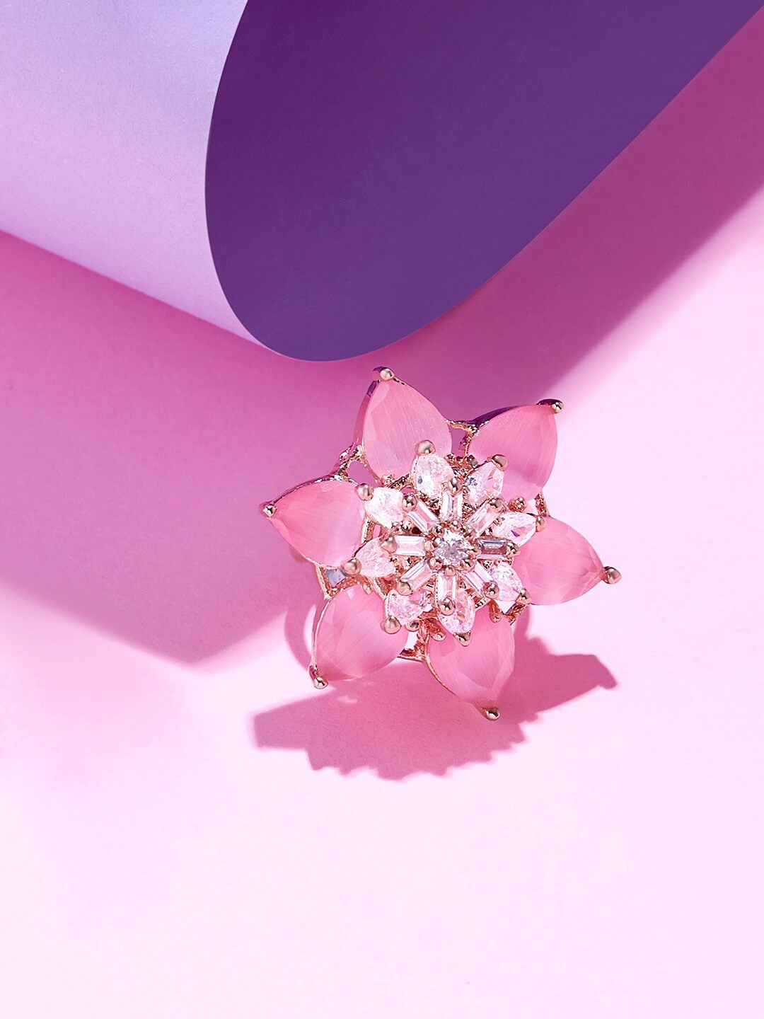 

Zaveri Pearls Rose Gold-plated CZ-studded Adjustable Finger Ring