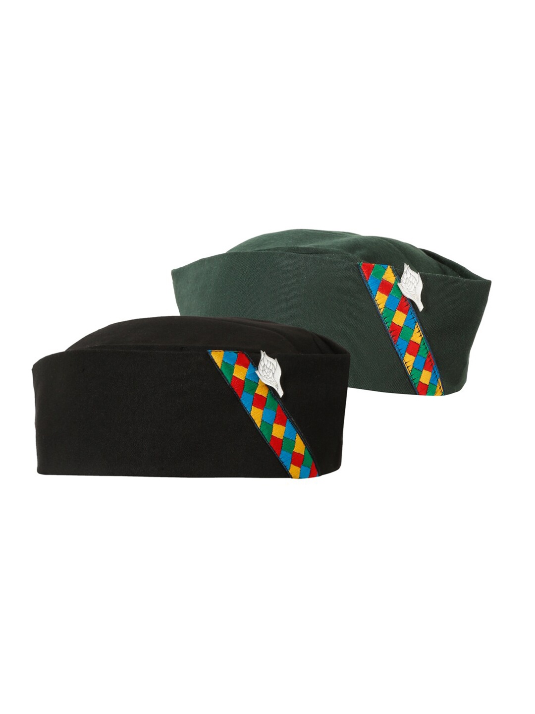 

The Mini NEEDLE Men Pack of 2 Cotton Pahadi Caps, Black