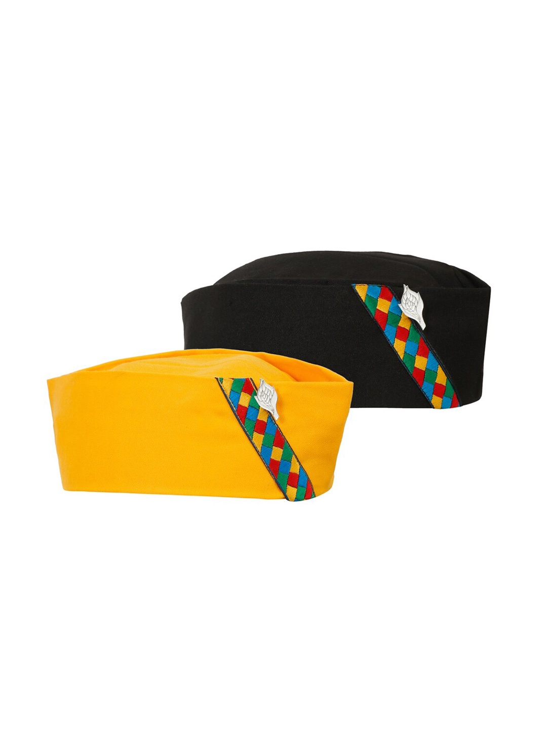 

The Mini NEEDLE Men Pack of 2 Cotton Pahadi Caps, Black