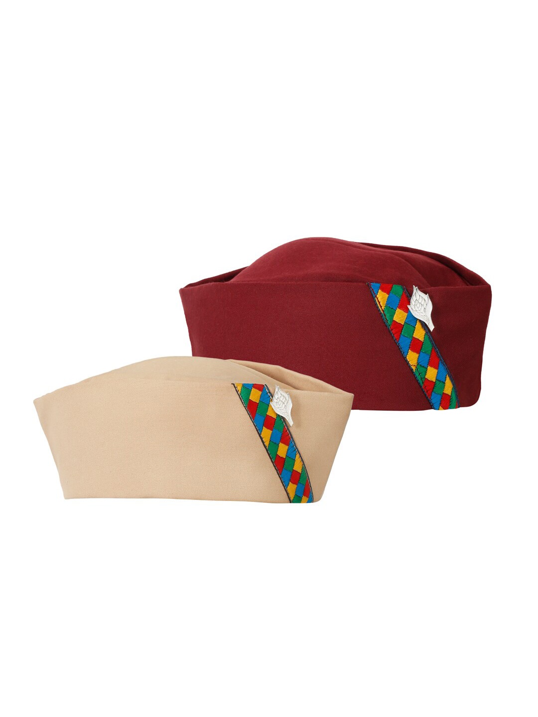 

The Mini NEEDLE Men Pack of 2 Cotton Pahadi Caps, Maroon