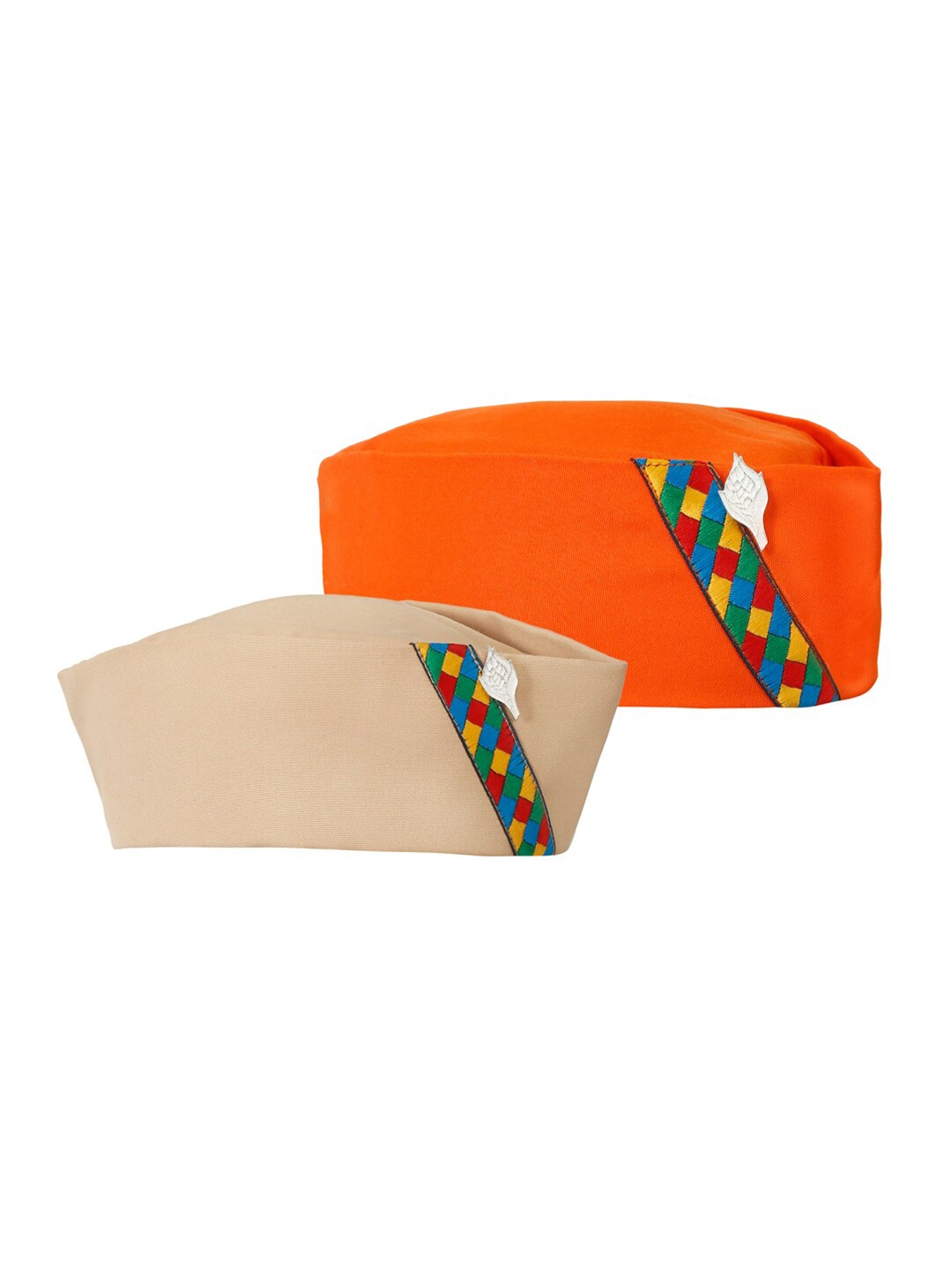 

The Mini NEEDLE Men Pack of 2 Pahadi Caps, Orange