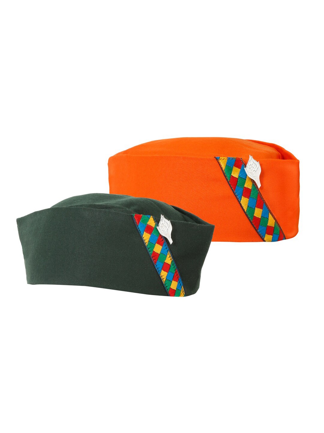 

The Mini NEEDLE Men Pack of 2 Cotton Pahadi Caps, Orange