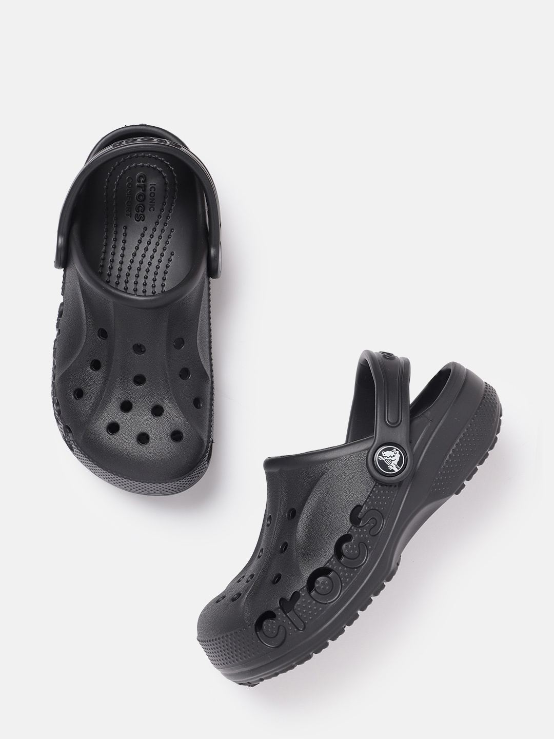 

Crocs Kids Solid Clogs with Backstrap, Black