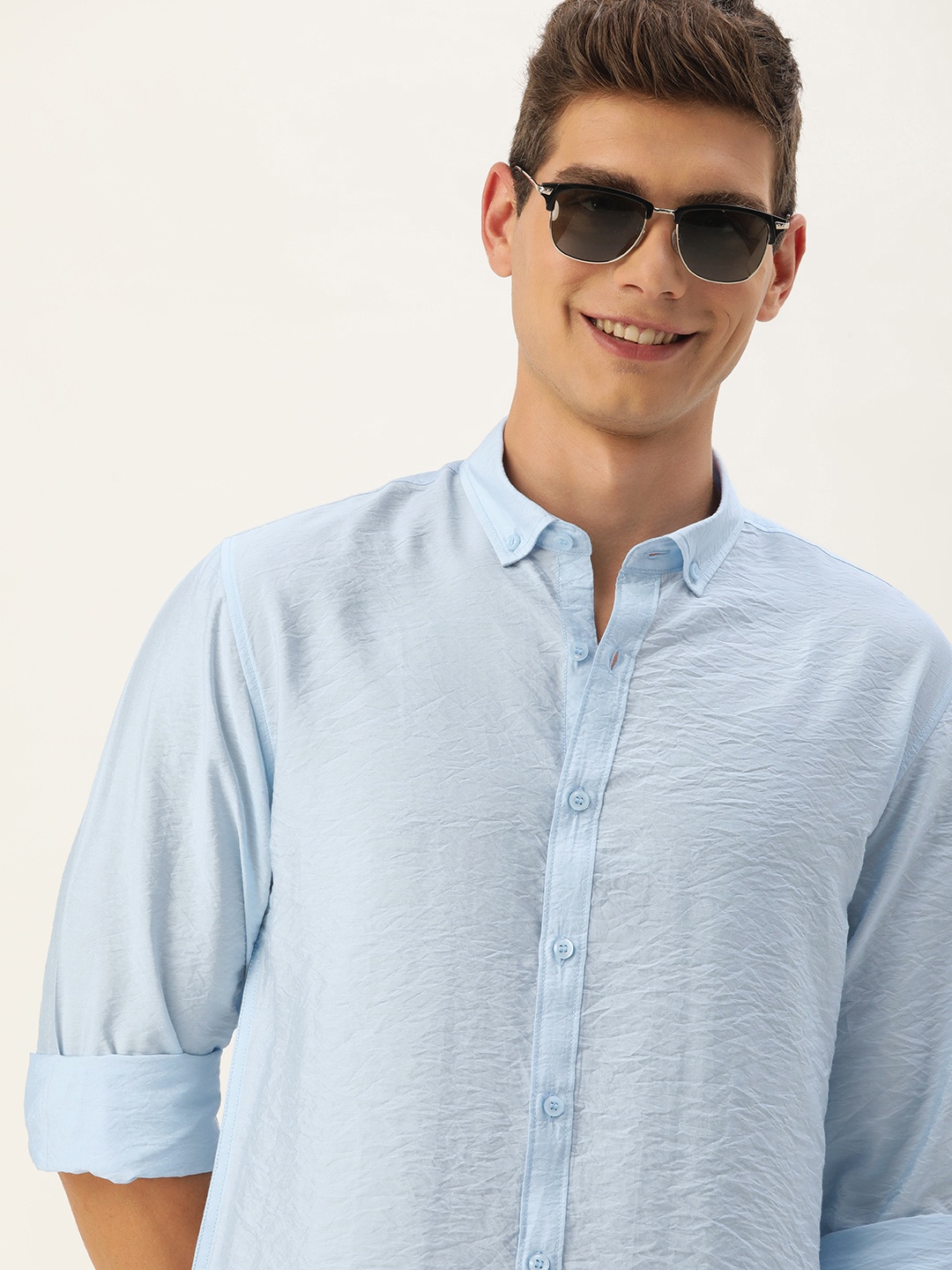 

Mast & Harbour Men Standard Opaque Casual Shirt, Blue