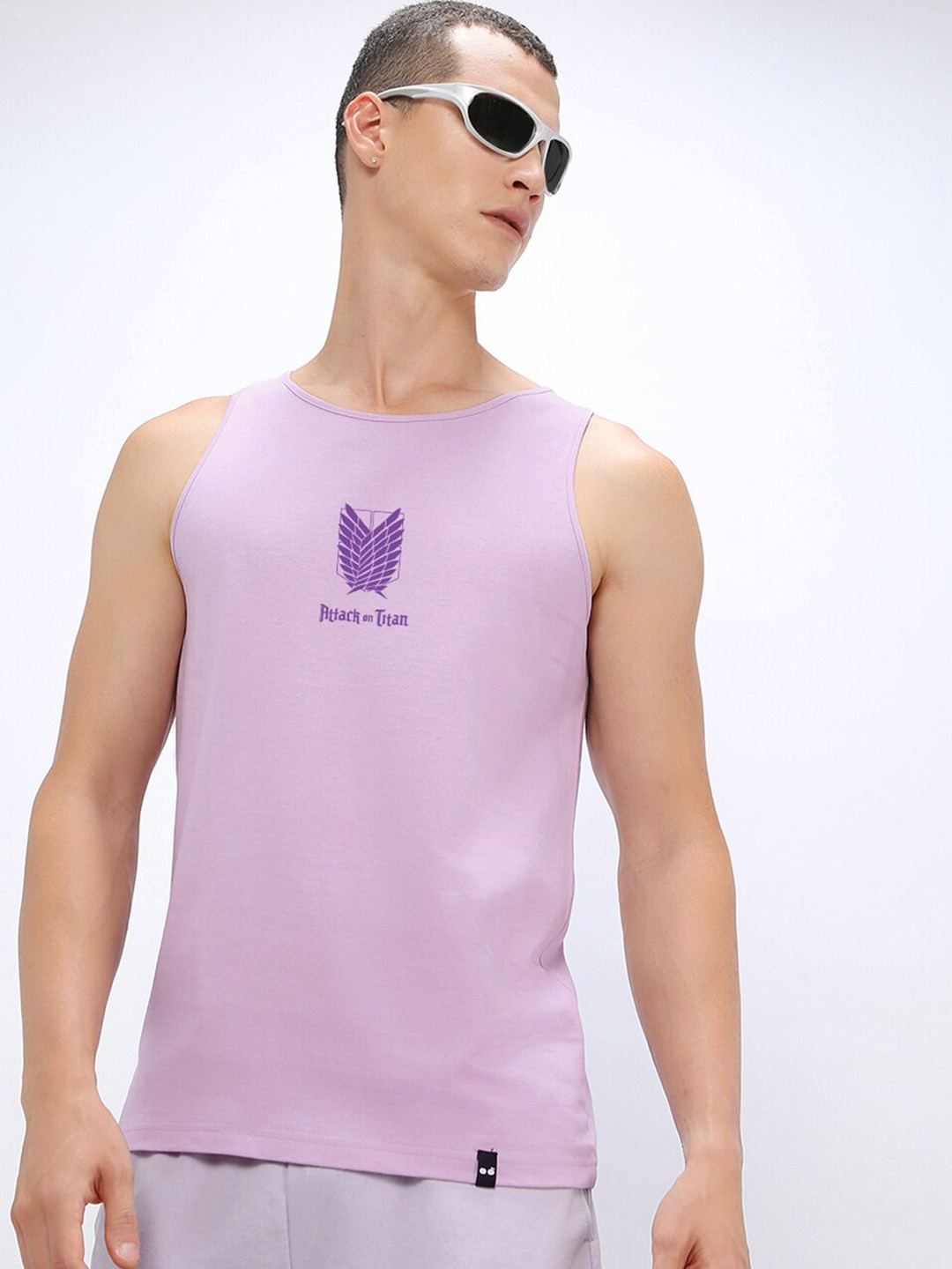 

Bewakoof Graphic Printed Pure Cotton Innerwear Vests 605737, Purple