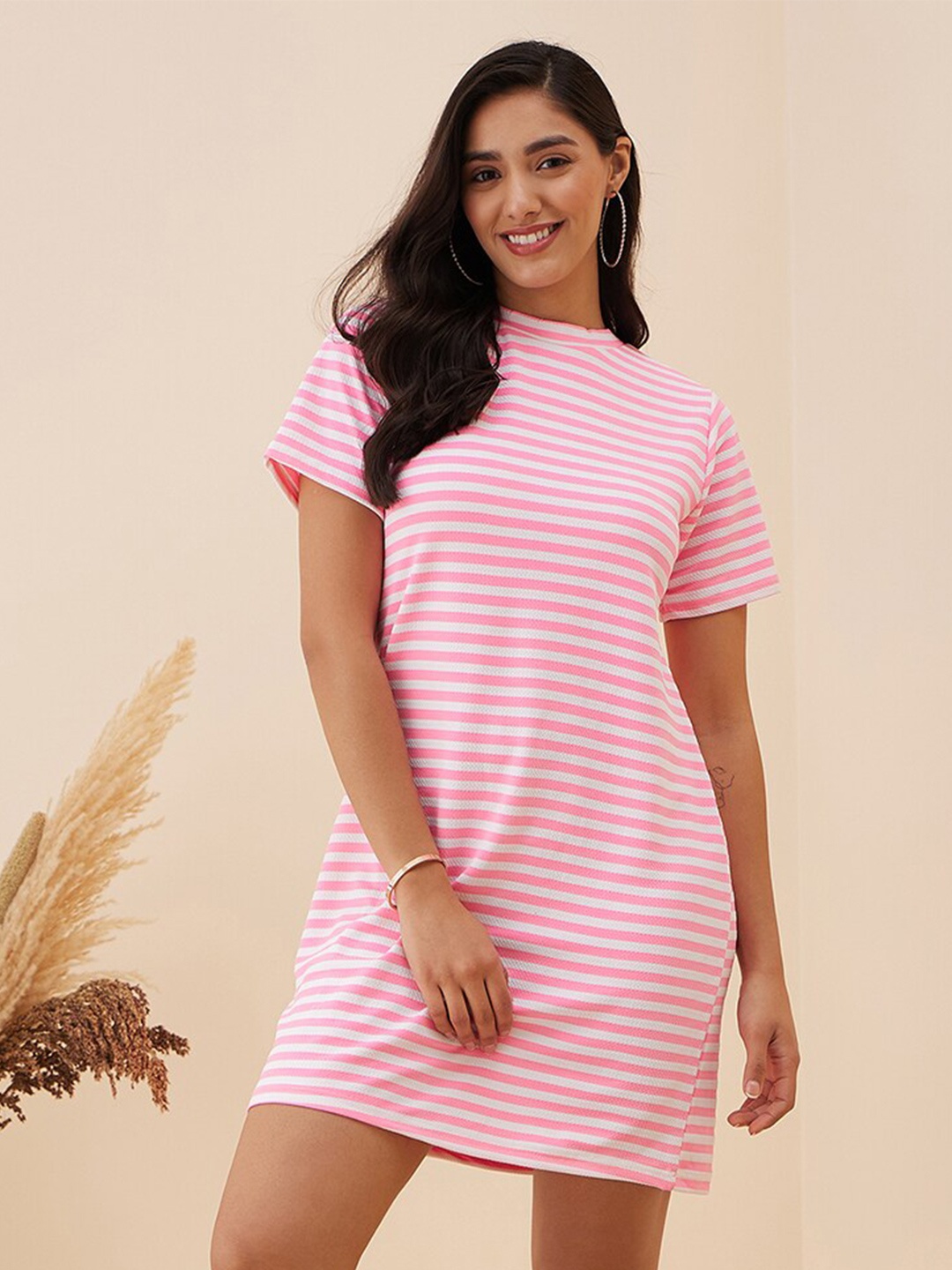 

RARE Pink Striped T-Shirt Dress