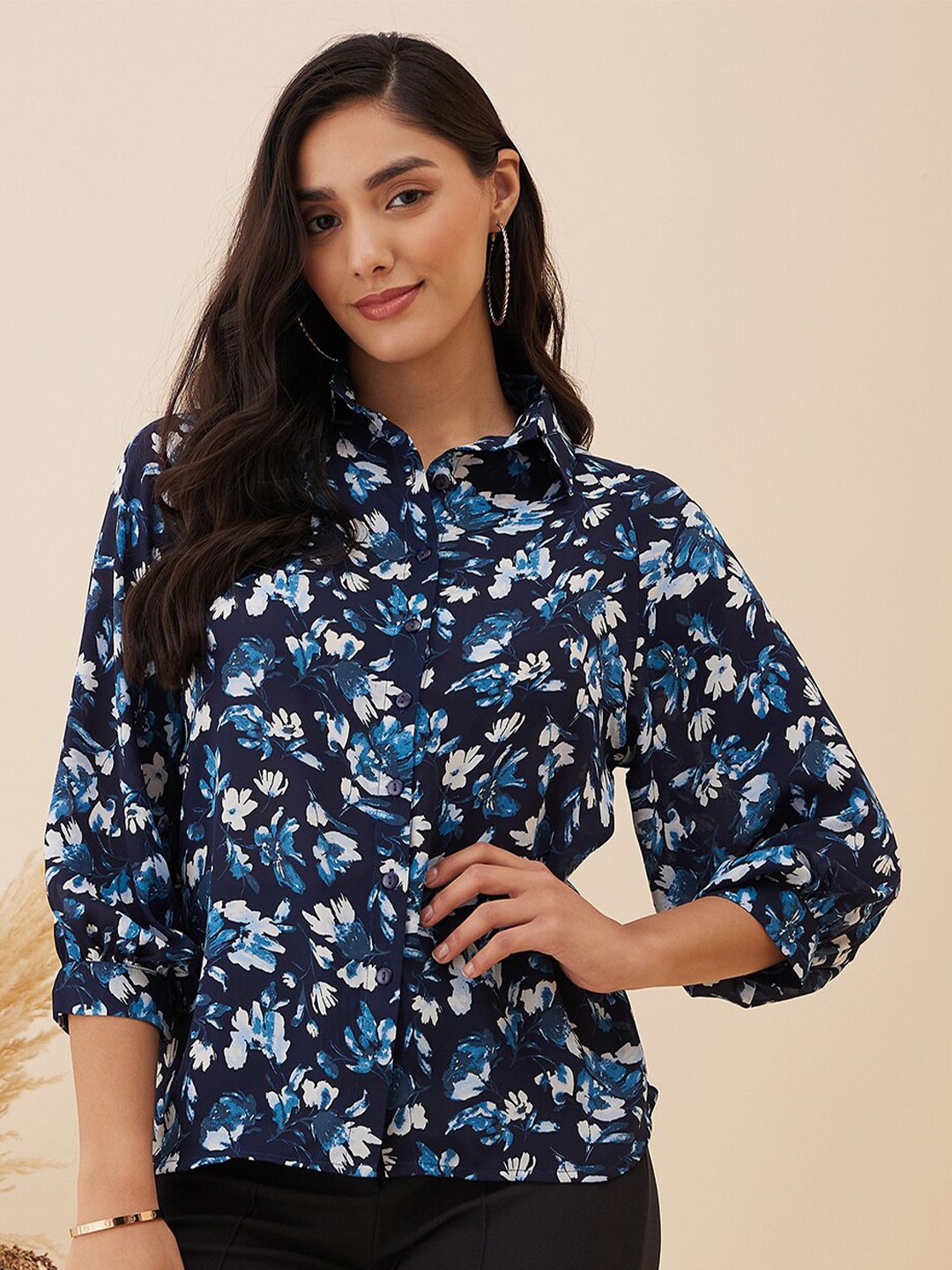 

RARE Floral Printed Casual Shirt, Navy blue