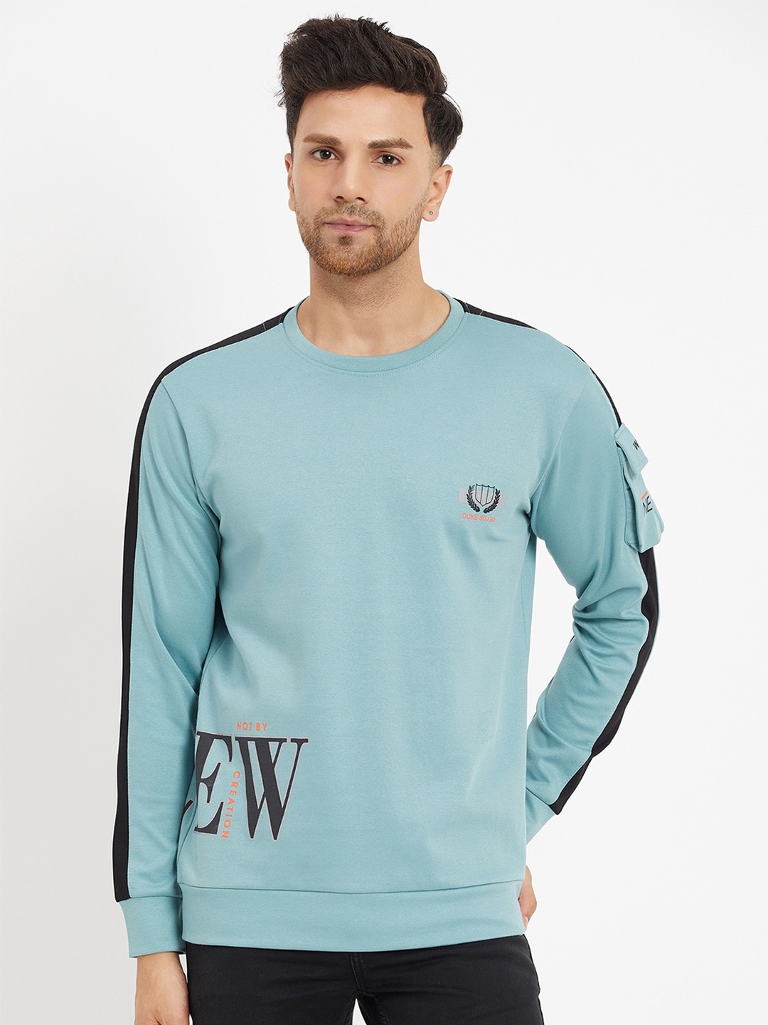 

Duke Typography Printed Round Neck Fleece Sweatshirts, Blue