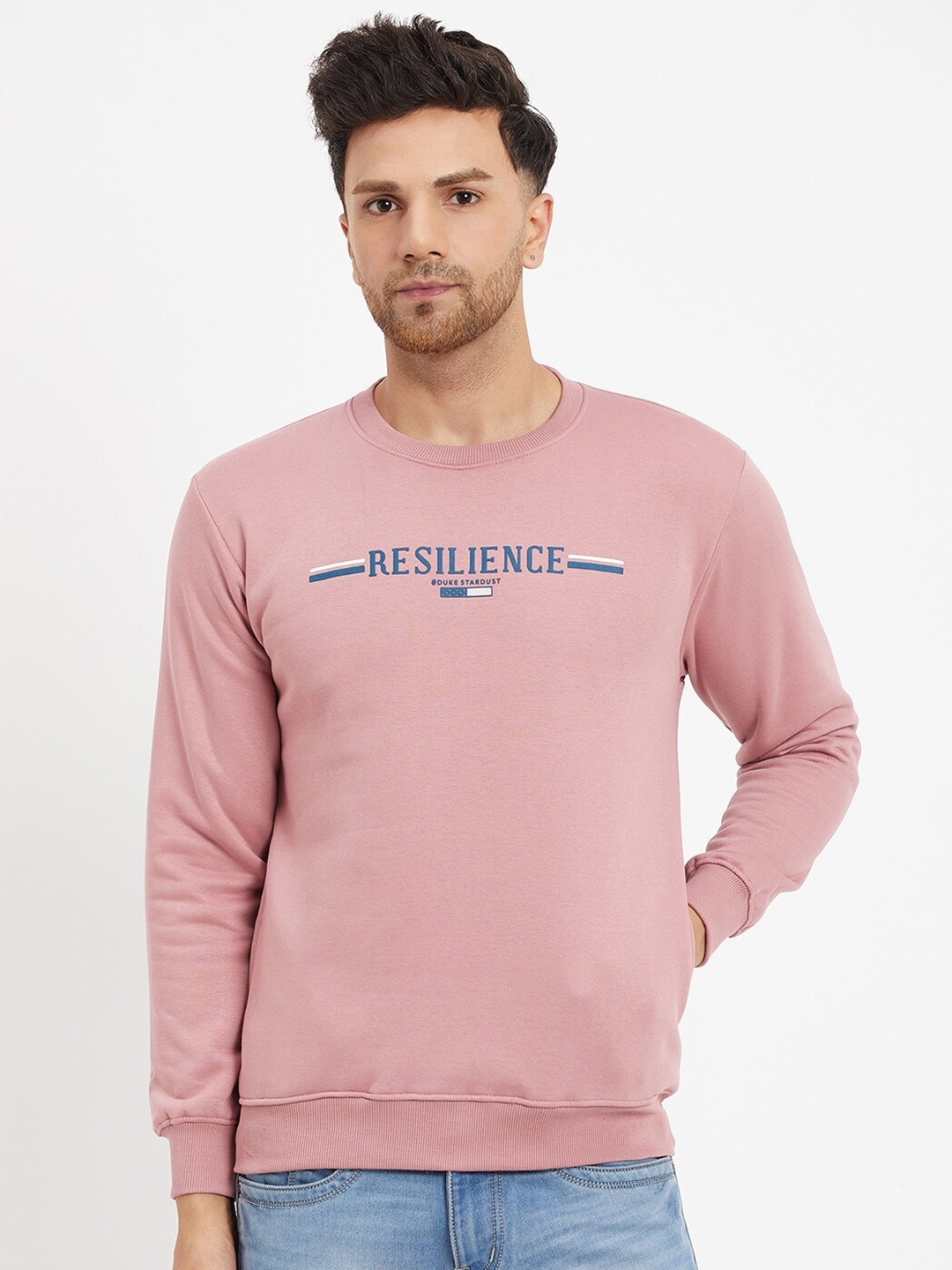 

Duke Typography Printed Round Neck Fleece Sweatshirts, Pink