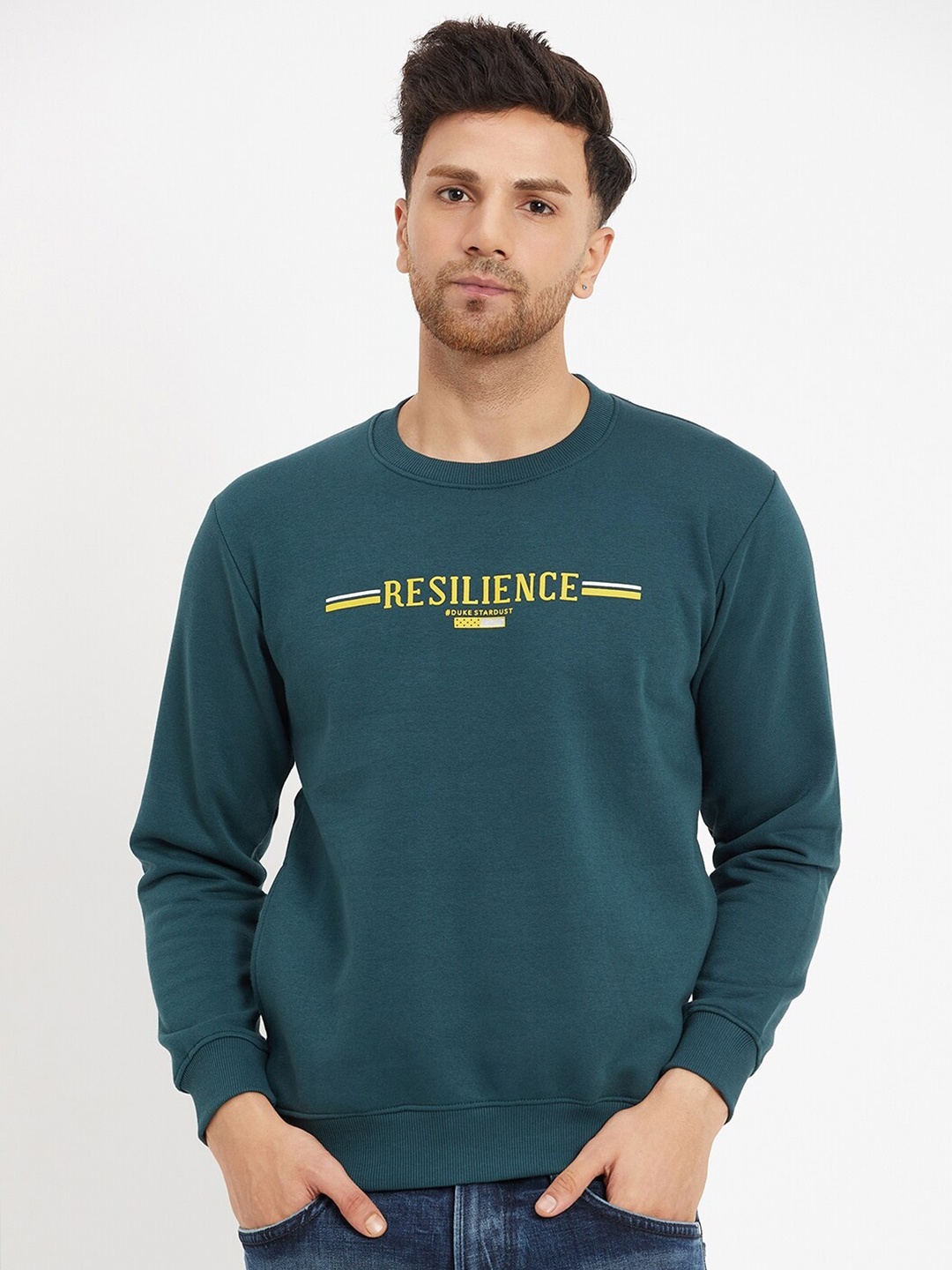 

Duke Typography Printed Round Neck Fleece Sweatshirts, Blue