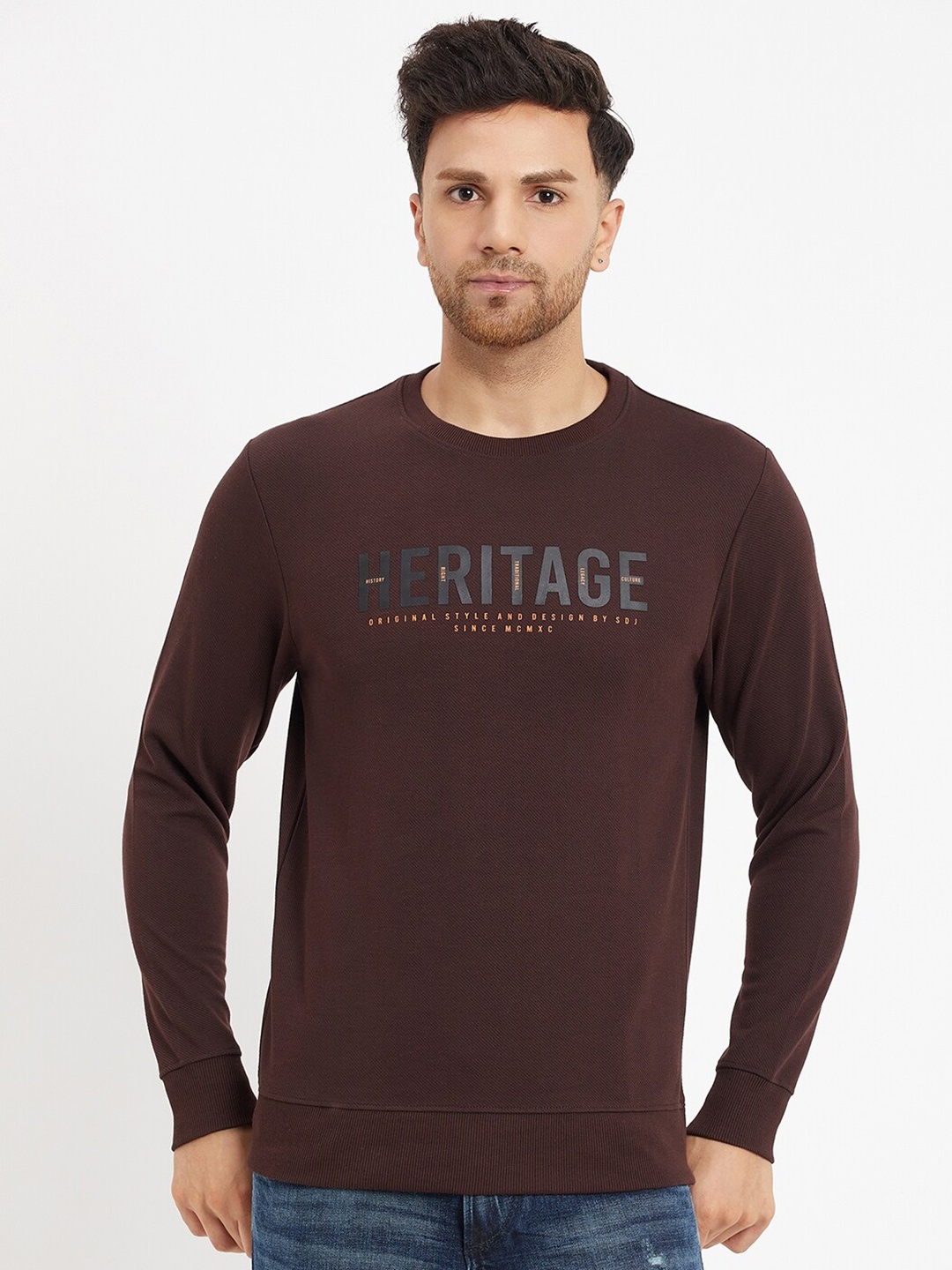 

Duke Typography Printed Round Neck Fleece Sweatshirts, Brown
