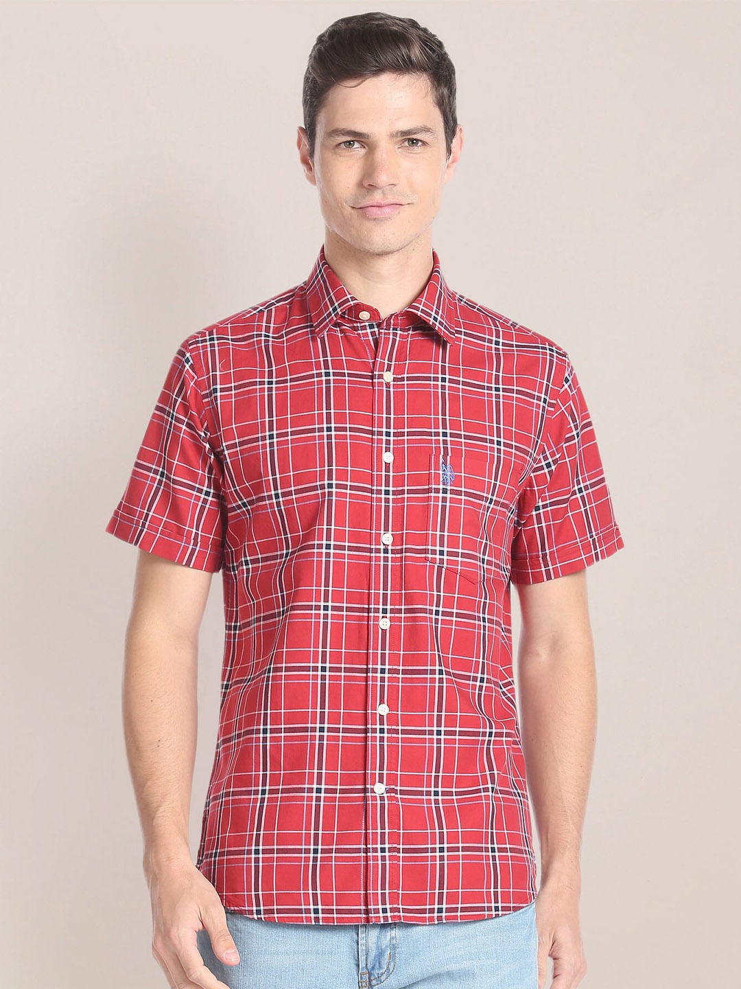 

U.S. Polo Assn. Checked Cotton Opaque Casual Shirt, Red