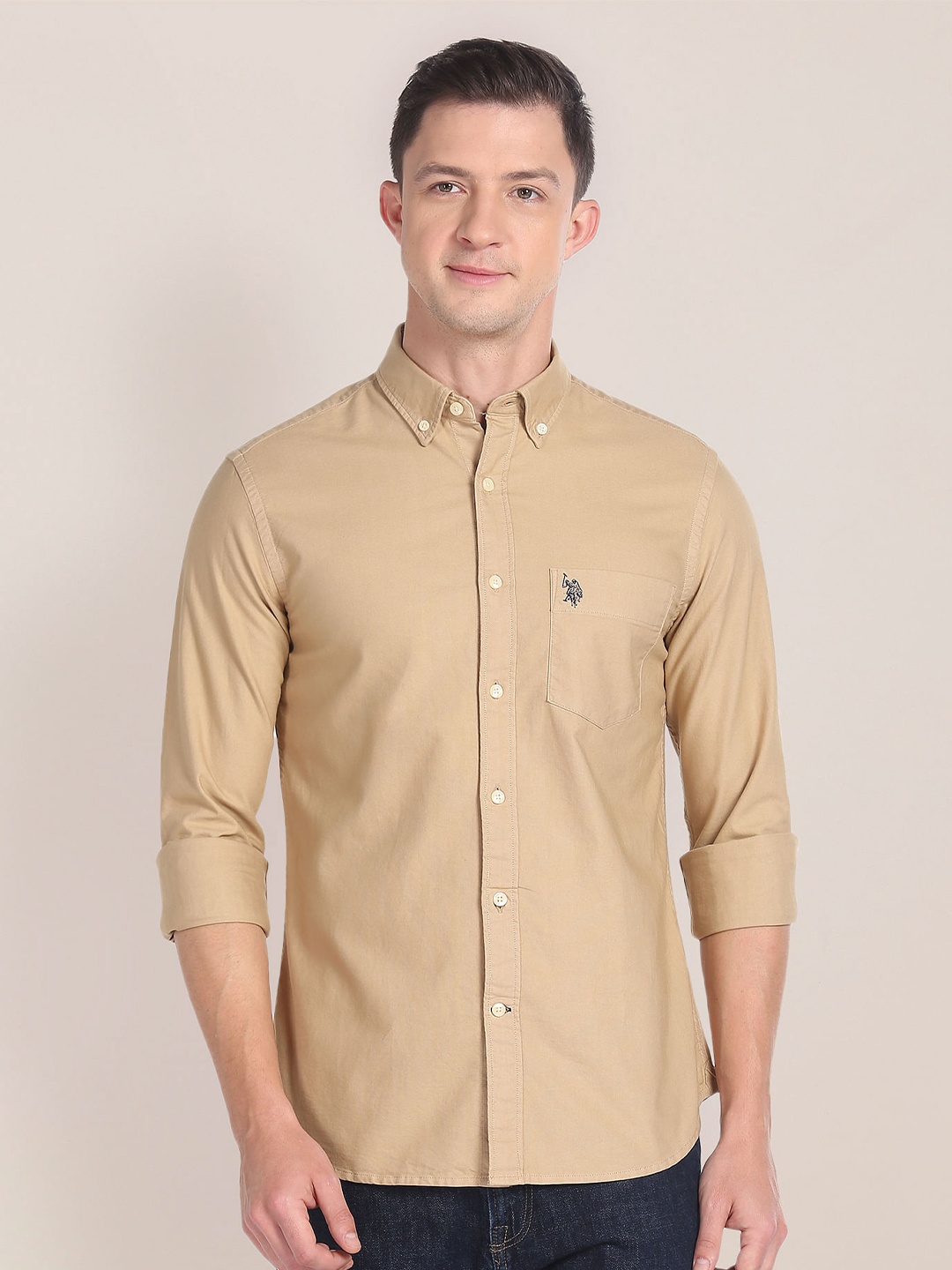 

U.S. Polo Assn. Button-Down Collar Cotton Casual Shirt, Brown